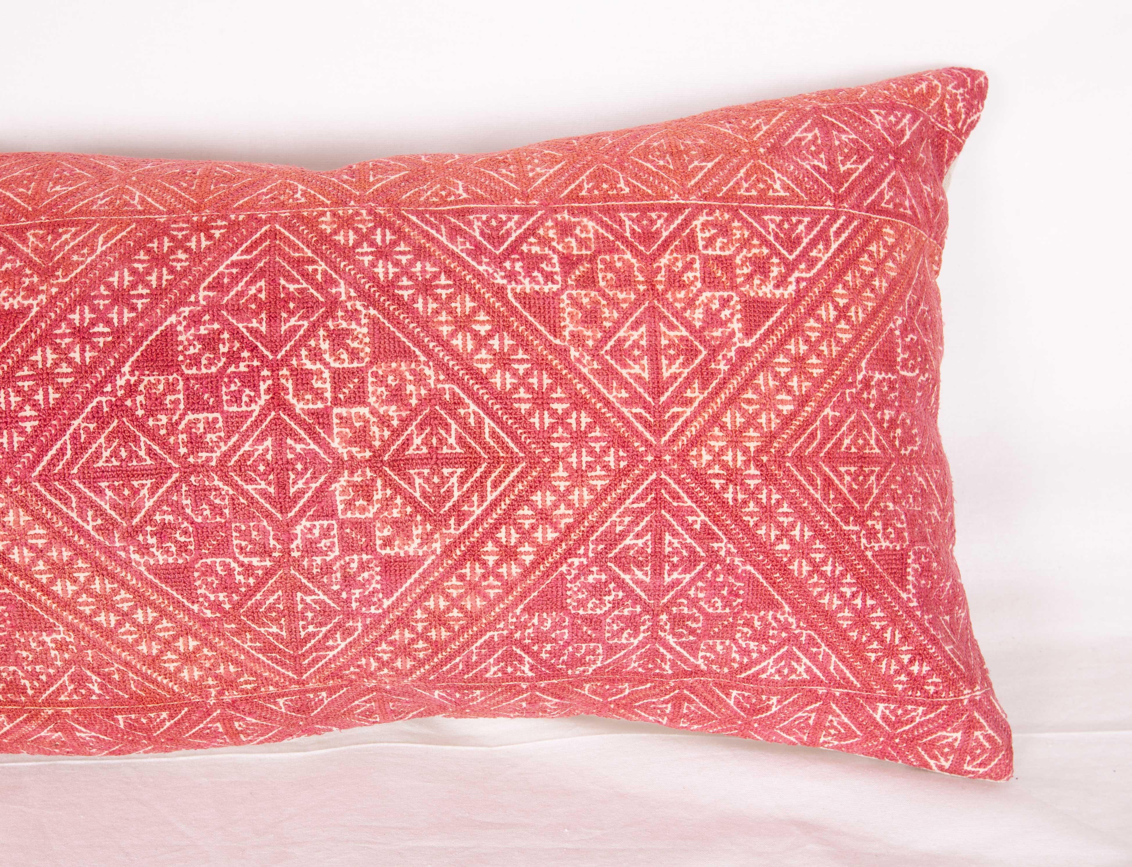 Embroidered Antique Lumbar Pillow Case Made from an Early 20th Century Fez Embroidery