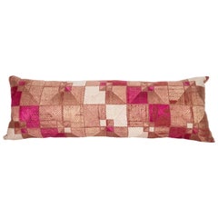 Antique Lumbar Pillow Case Made from an Indian Phulkari, Early 20th Century