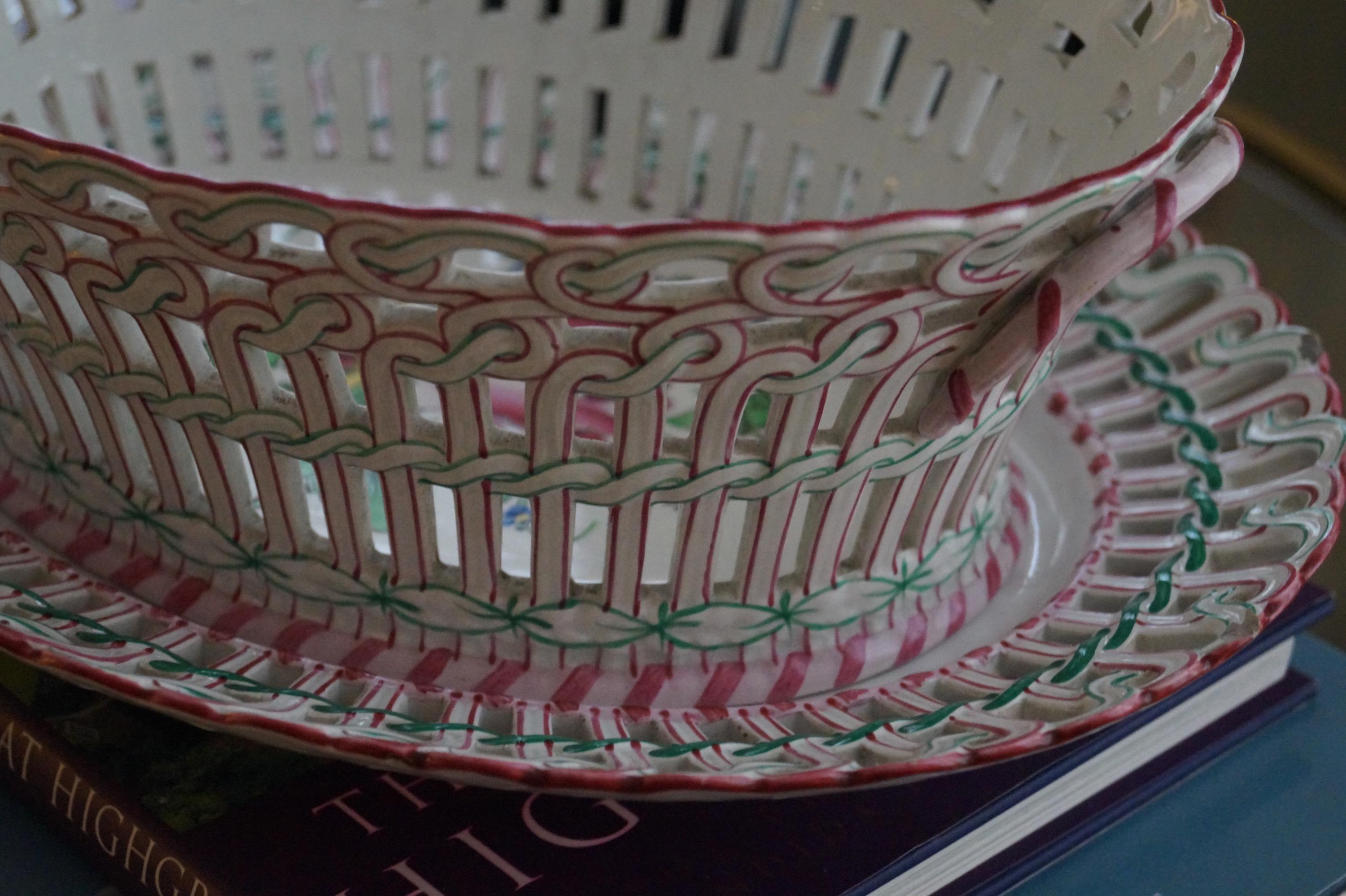 Antique Luneville K&G Strassbourg Porcelain Baskets with Underplate, France 1