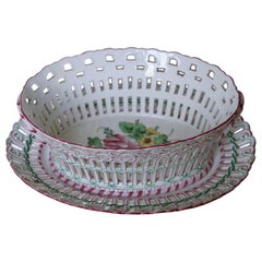 Antique Luneville K&G Strassbourg Porcelain Baskets with Underplate, France