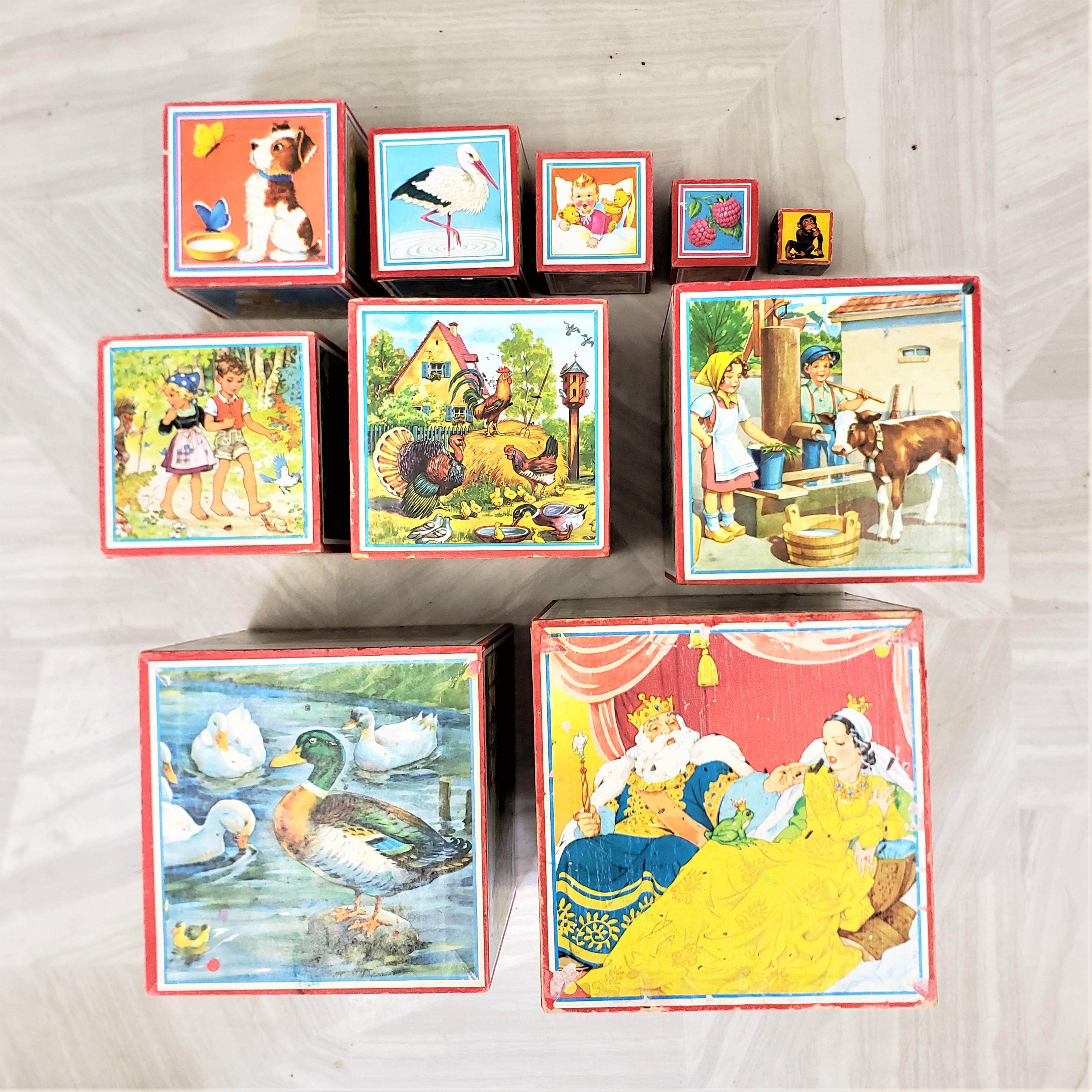 Antike Lungers Hausen Deutsches Set von 10 Kinderspielzeug-Stapelblöcken oder Schachteln im Angebot 7
