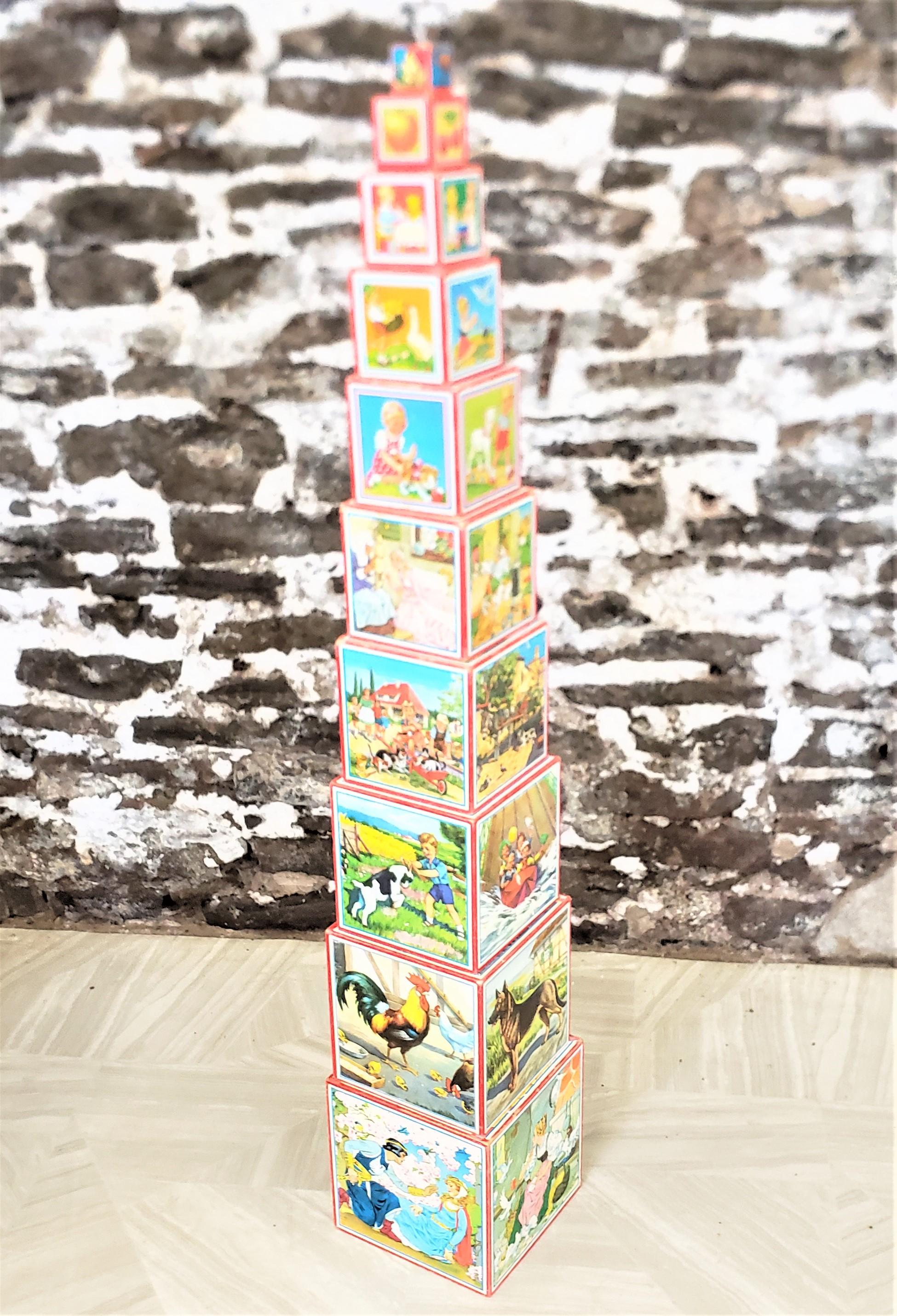 Antike Lungers Hausen Deutsches Set von 10 Kinderspielzeug-Stapelblöcken oder Schachteln im Zustand „Gut“ im Angebot in Hamilton, Ontario