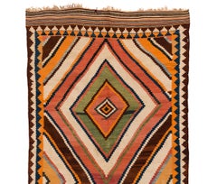 Antique Luri Kilim with Vibrant Colors, a Diamond Pattern and Mid-Century Style
