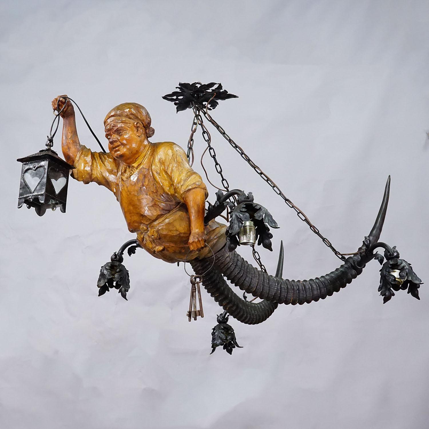 Arte popolare Antico Lustermaennchen di un maestro di cantina, Germania 1920 in vendita