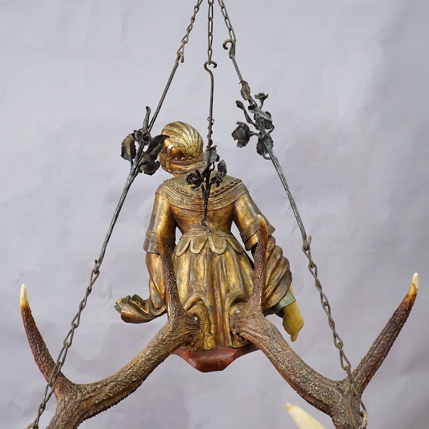 Antler Antique Lusterweibchen Depicting Lucretia, Germany 1900 For Sale