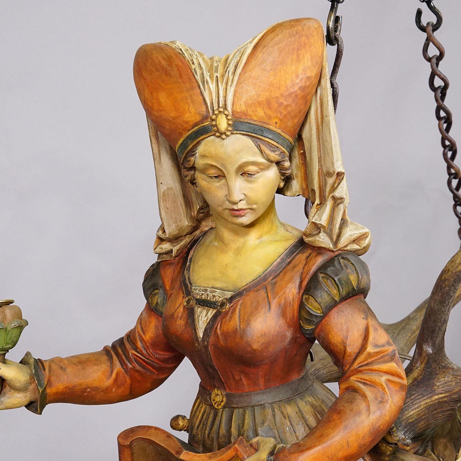 19th Century Antique Lusterweibchen of a Medieval Court Lady ca. 1900