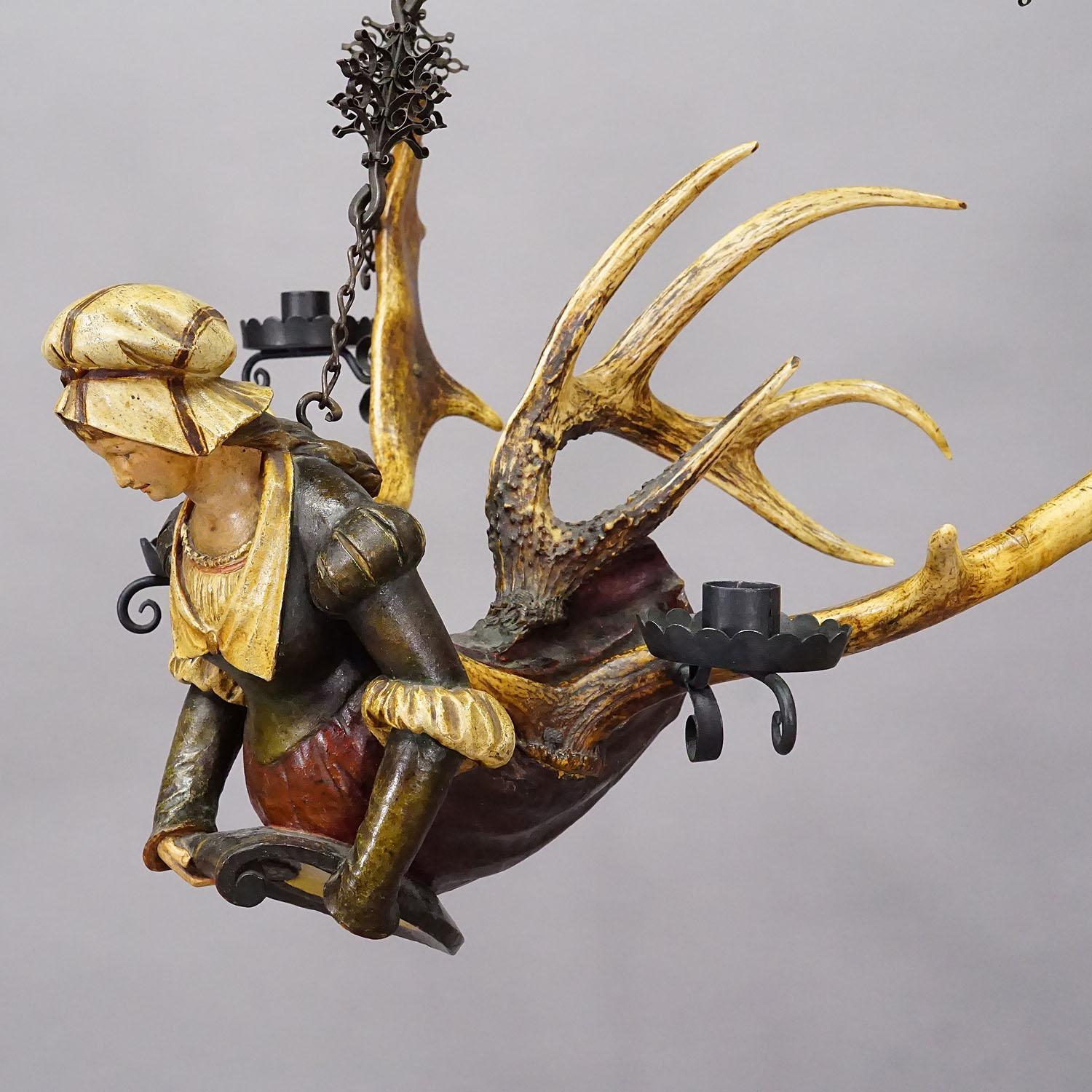 German Antique Lusterweibchen of a Medieval Noble Lady ca. 1880s For Sale