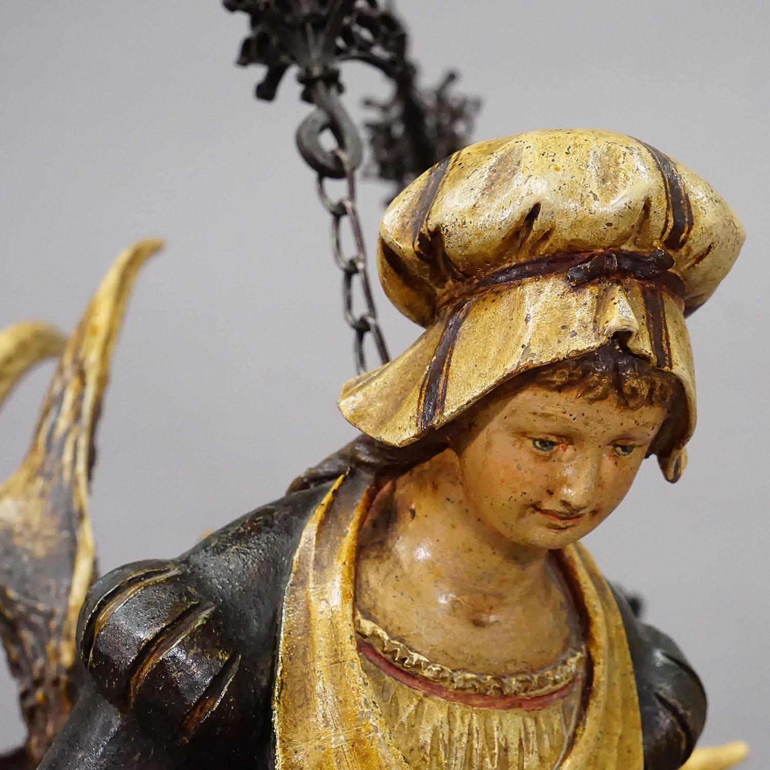 Metal Antique Lusterweibchen of a Medieval Noble Lady ca. 1880s For Sale
