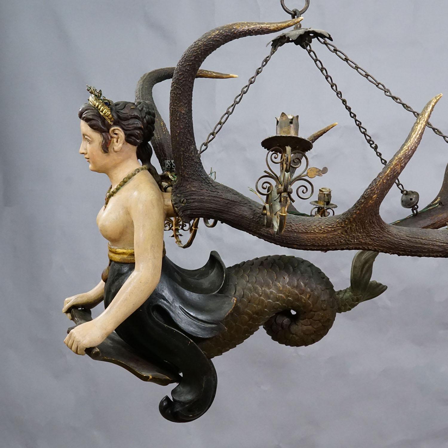 Vittoriano Antico Lusterweibchen di una sirena del 1900 ca. in vendita