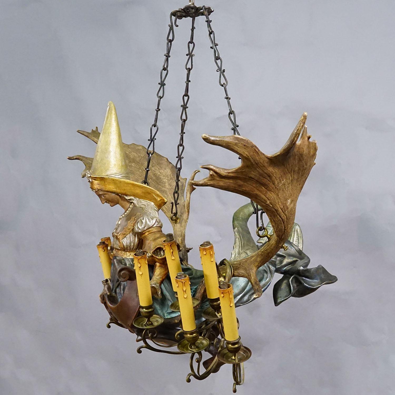 Antikes Lusterweibchen einer Patrizierin als Meerjungfrau ca. 1880 im Zustand „Gut“ im Angebot in Berghuelen, DE