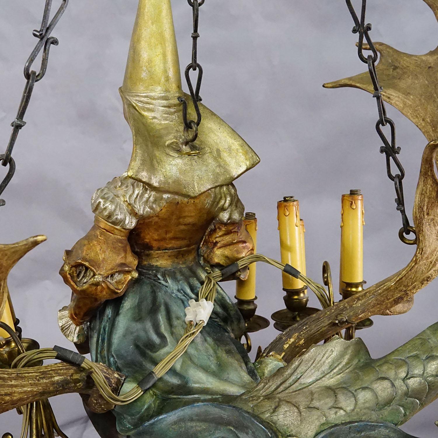 Antikes Lusterweibchen einer Patrizierin als Meerjungfrau ca. 1880 (Geweih) im Angebot