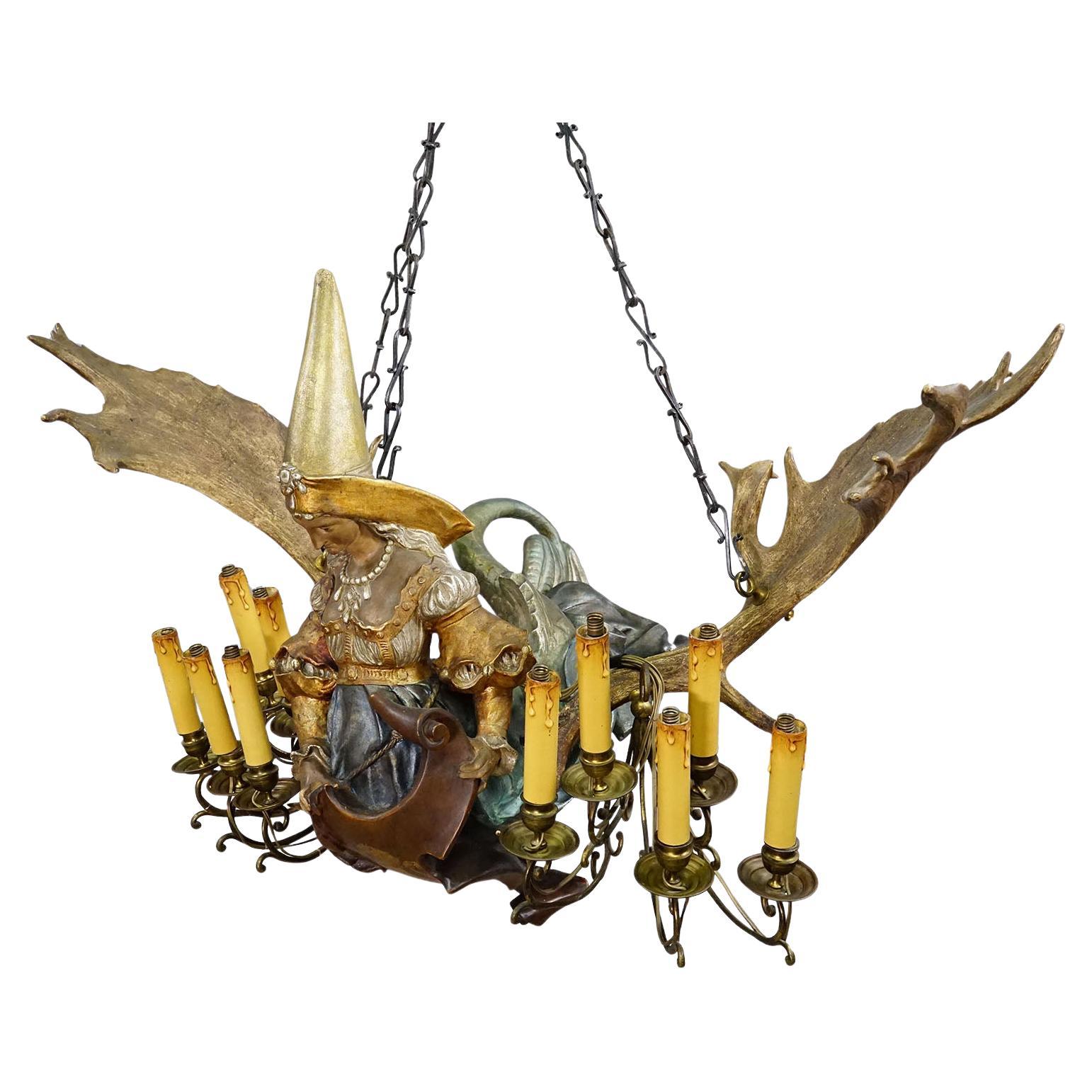 Antico Lusterweibchen di una dama patrizia come sirena del 1880 ca.