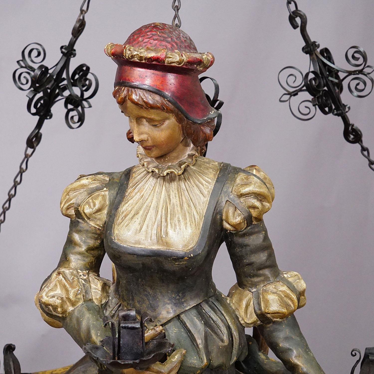 Hand-Carved Antique Lusterweibchen of a Victorian Lady ca. 1900 For Sale