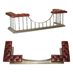 Antique Luxury Restored Victorian Chesterfield Leather Fireplace Club Fender