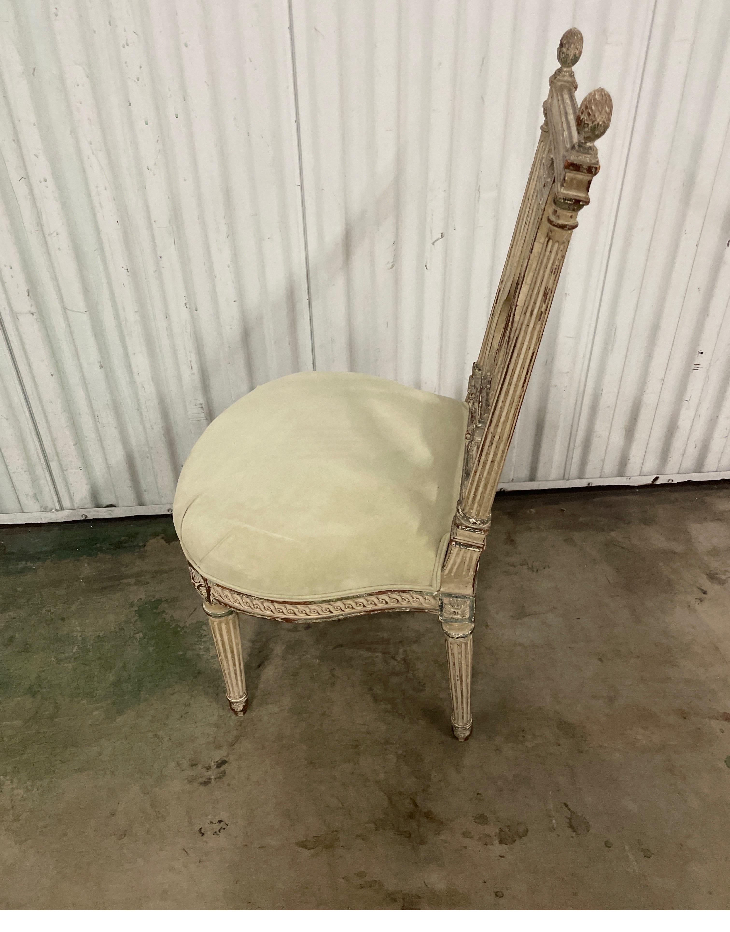19th Century Antique Lyre Back French Slipper Chair For Sale