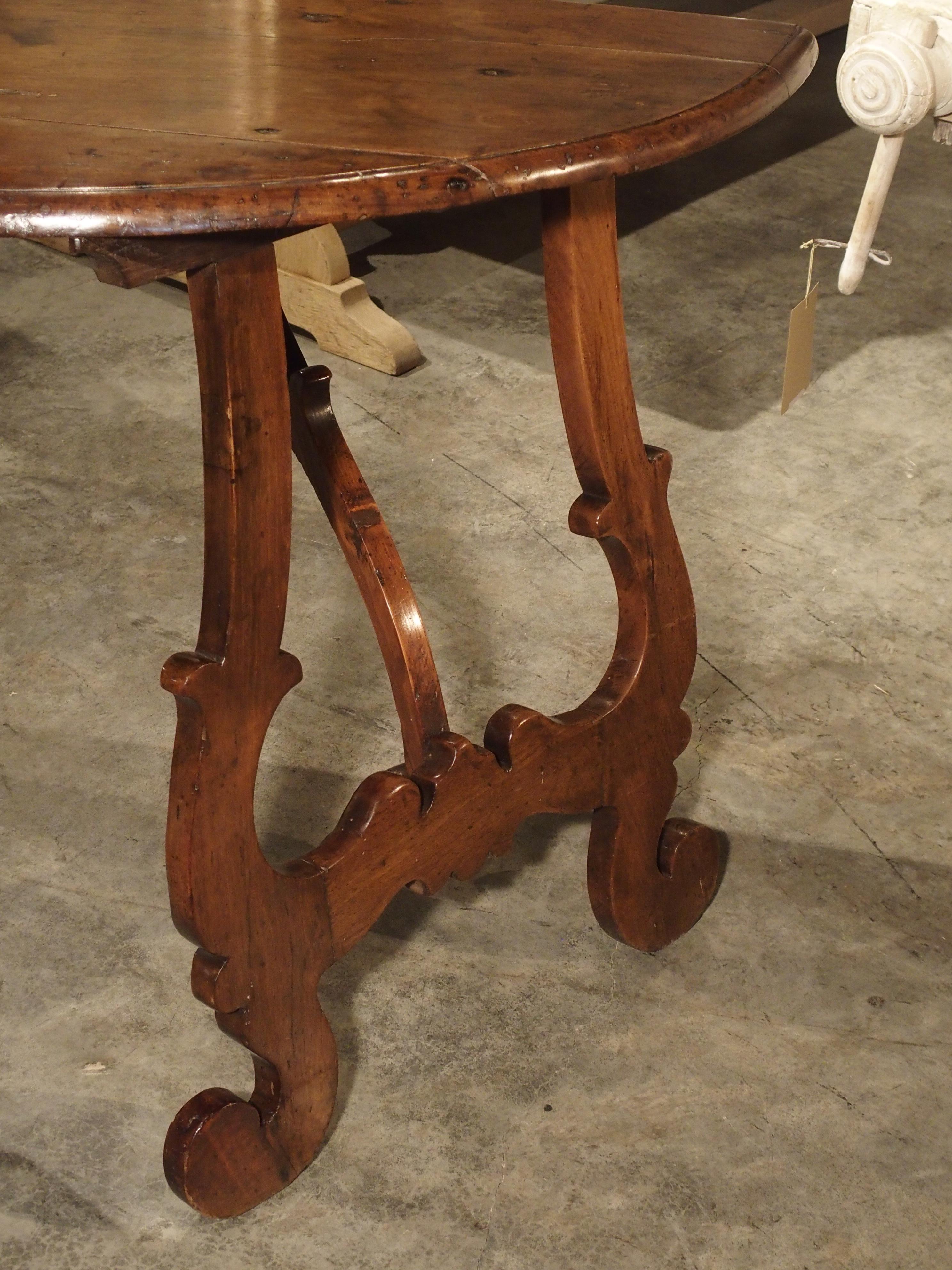 Antique Lyre Leg Demilune Console Table from Umbria Italy, 18th Century 7