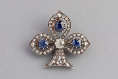 Antique Lys Flower Victorian Brooch, Diamonds and Sapphires