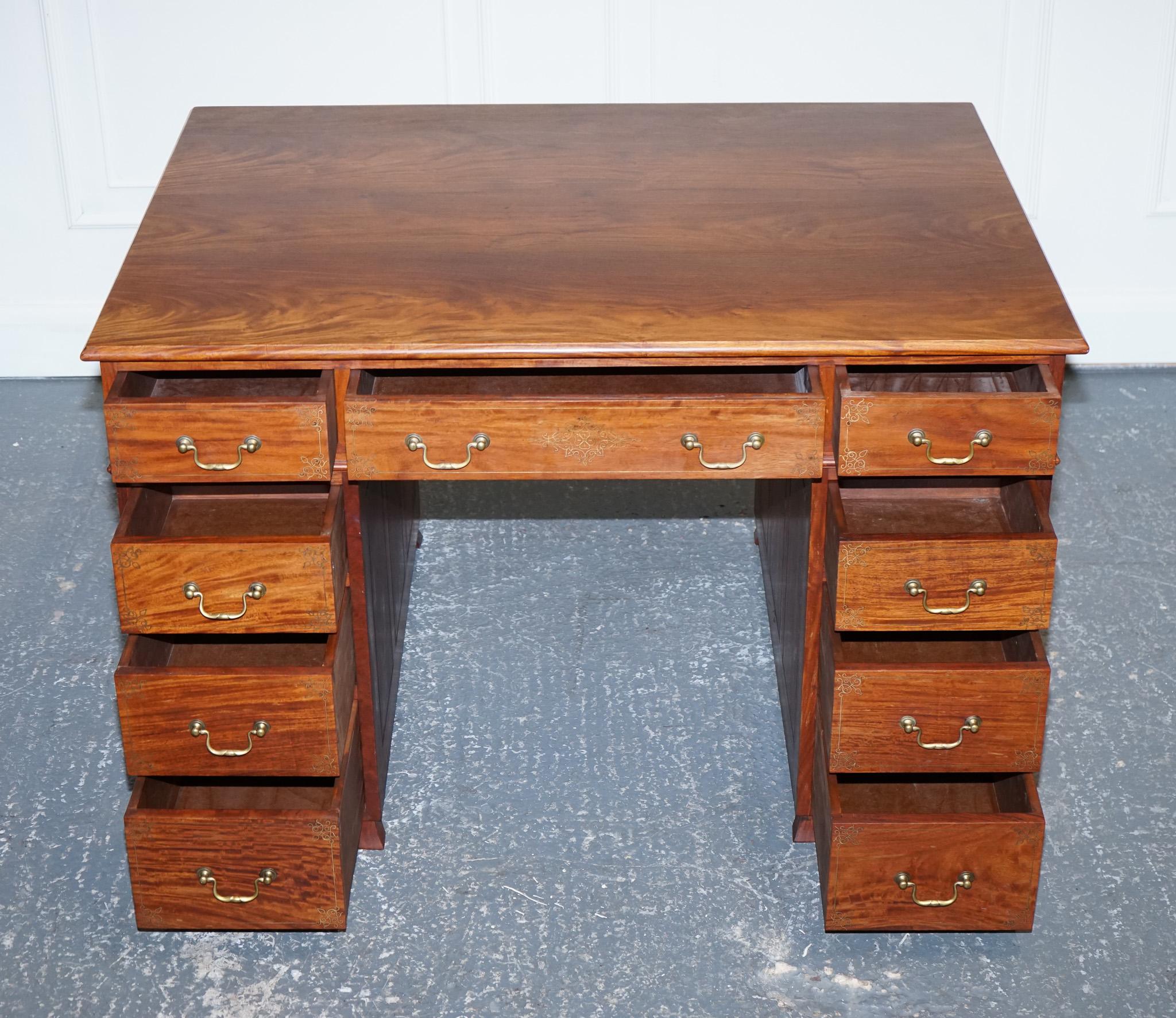 Antique M. Hayat & Bros Ltd Twin Pedestal Partners Desk with Drawers Both Sides 2
