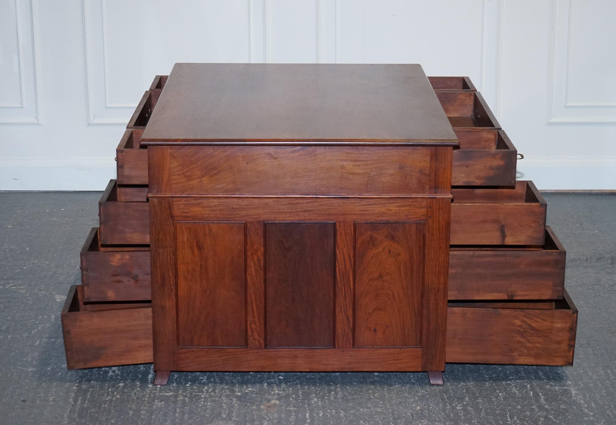 Antique M. Hayat & Bros Ltd Twin Pedestal Partners Desk with Drawers Both Sides 3