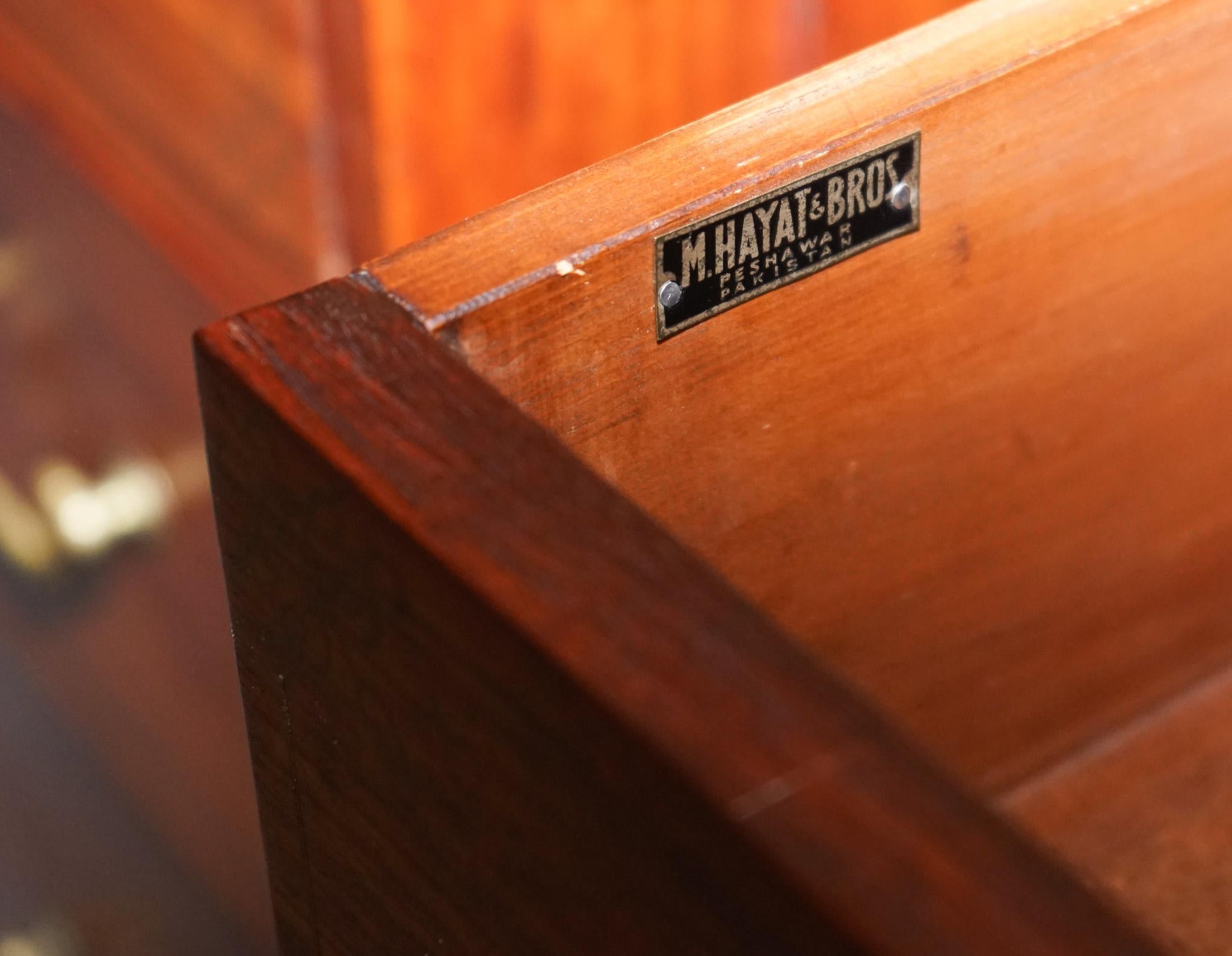Antique M. Hayat & Bros Ltd Twin Pedestal Partners Desk with Drawers Both Sides 8