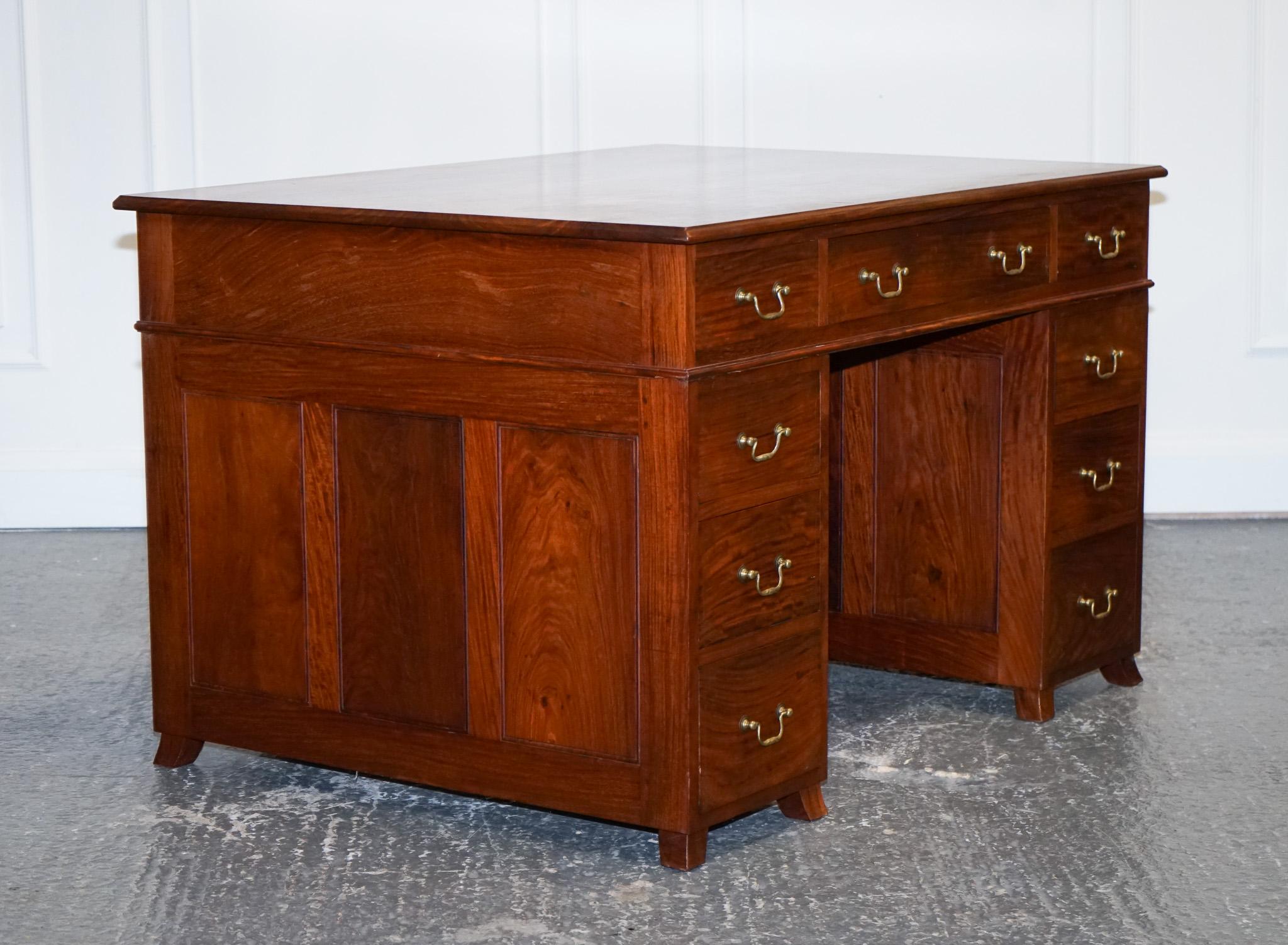 Antique M. Hayat & Bros Ltd Twin Pedestal Partners Desk with Drawers Both Sides 9
