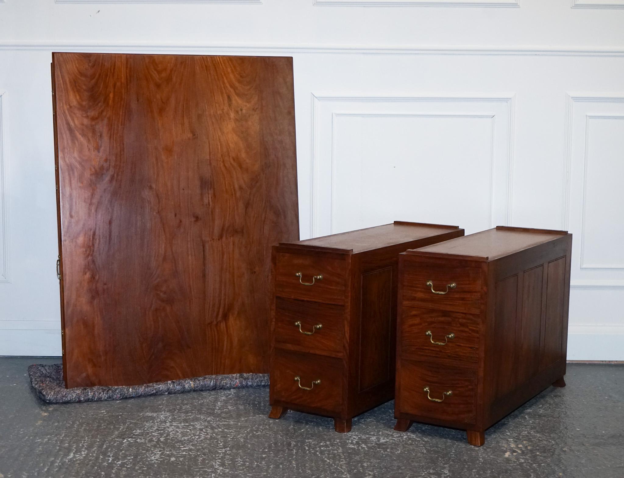 Antique M. Hayat & Bros Ltd Twin Pedestal Partners Desk with Drawers Both Sides 10