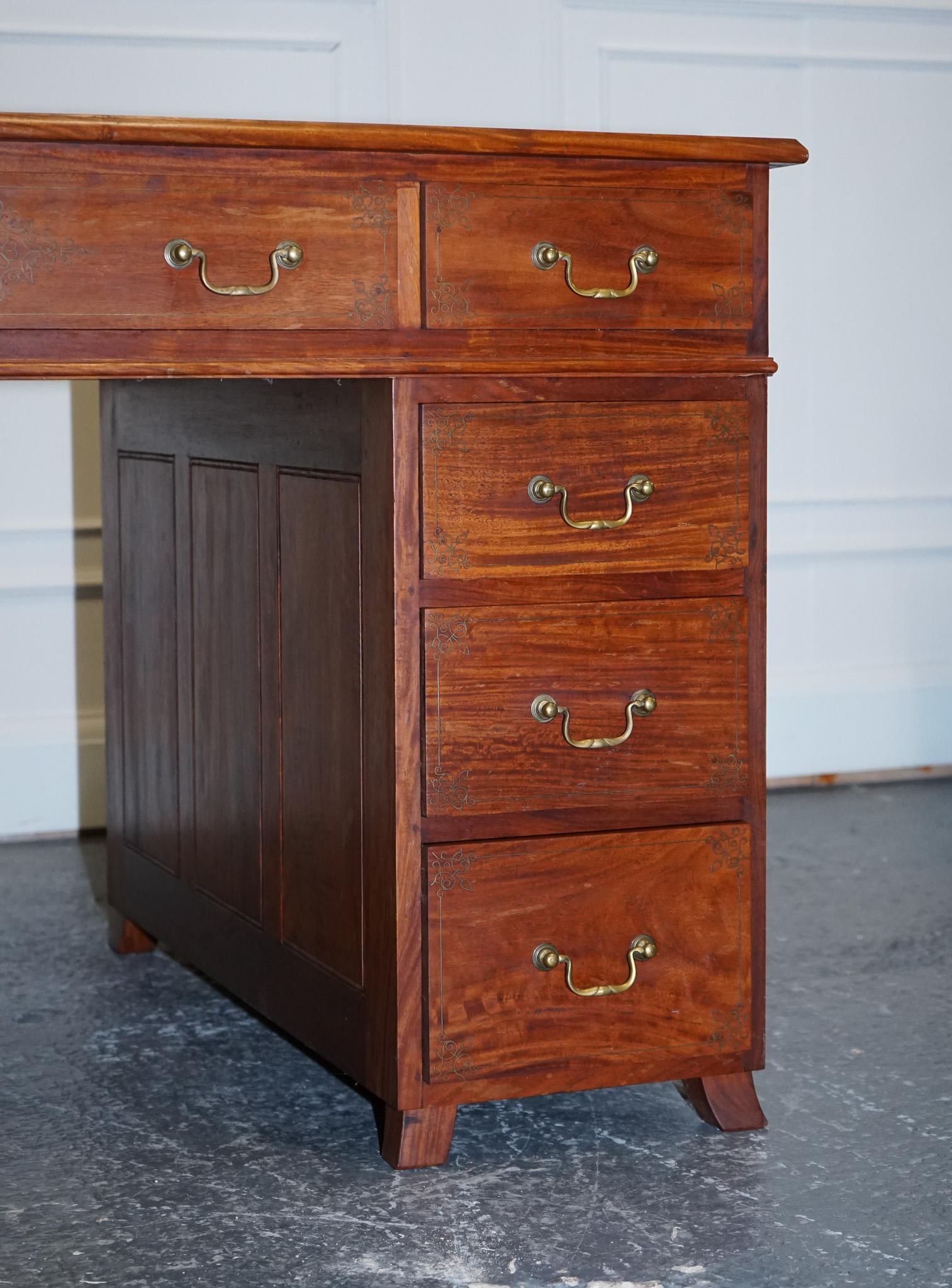 20th Century Antique M. Hayat & Bros Ltd Twin Pedestal Partners Desk with Drawers Both Sides