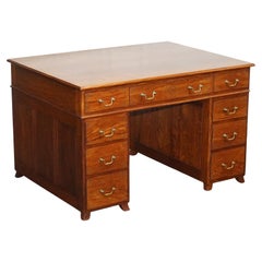 Antique M. Hayat & Bros Ltd Twin Pedestal Partners Desk with Drawers Both Sides