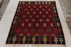 Antique Macedonian Kilim Rug in Red & Black Geometric Pattern by Rug & Kilim