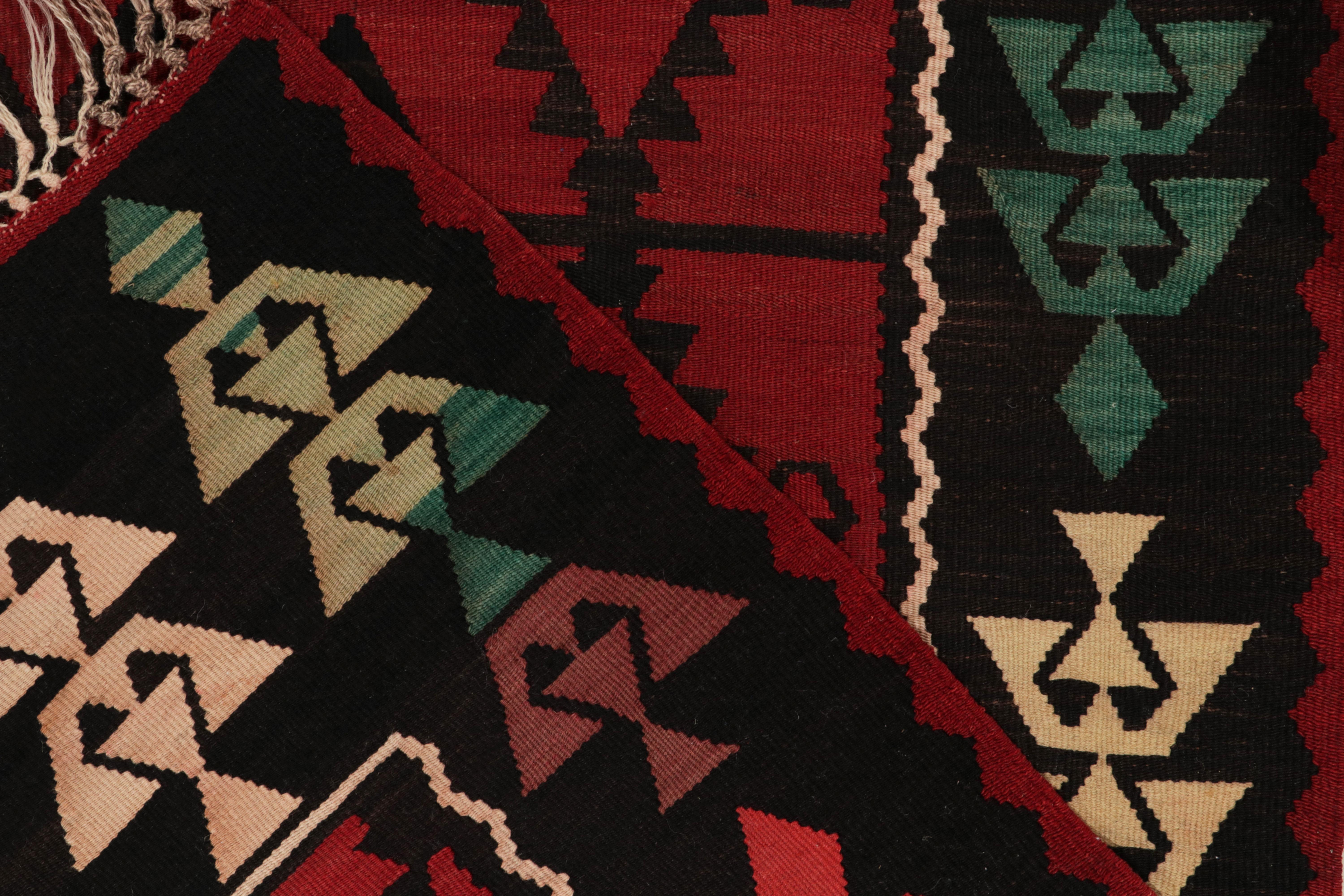 Antique Macedonian Kilim Rug in Red & Black Geometric Pattern by Rug & Kilim In Good Condition For Sale In Long Island City, NY