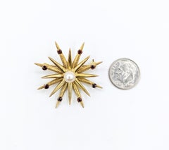 Antique Macedonian Star, Akoya & Garnet Brooch