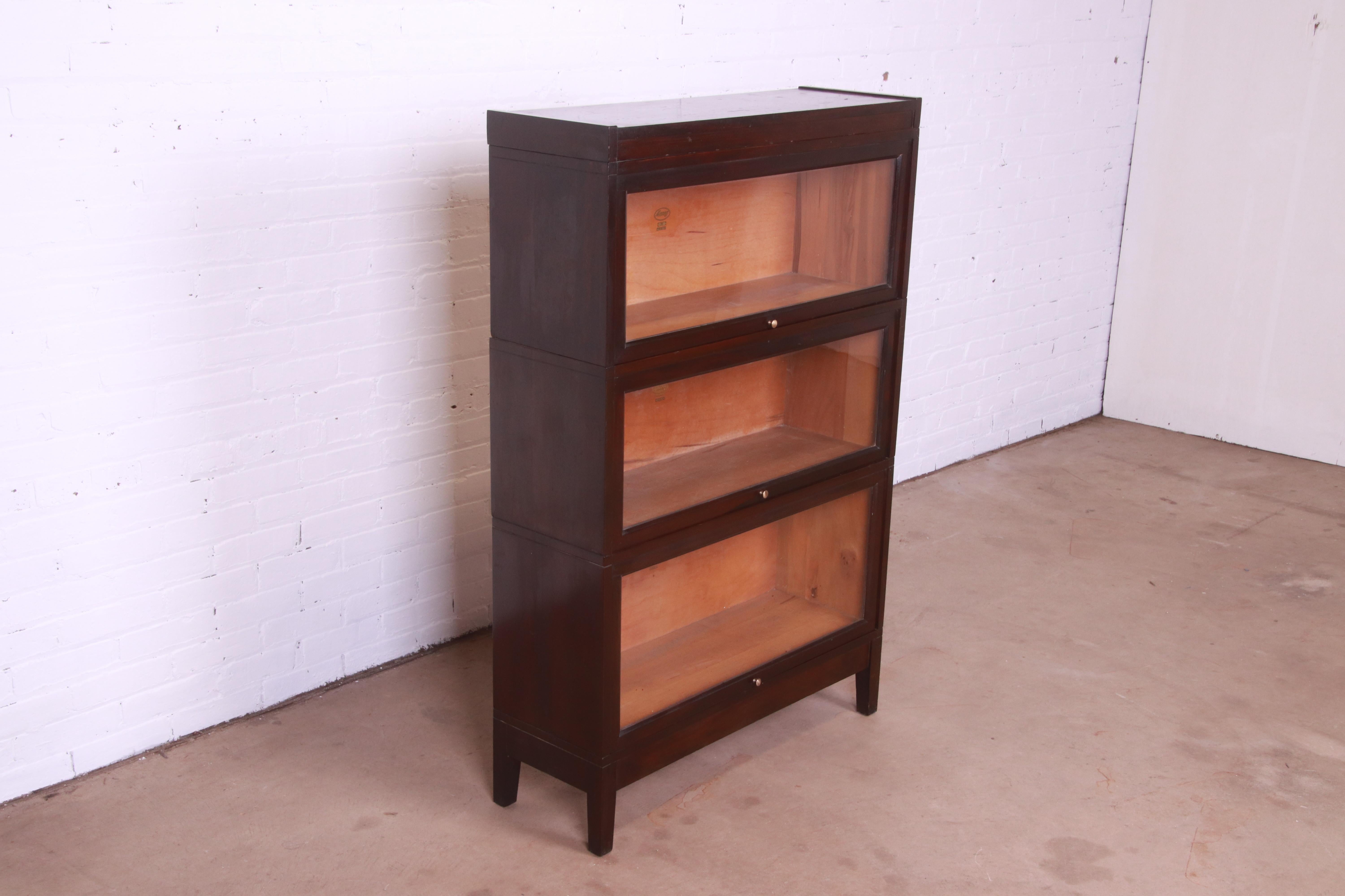 Arts and Crafts Antique Macey Arts & Crafts Birch Three-Stack Barrister Bookcase, circa 1920s