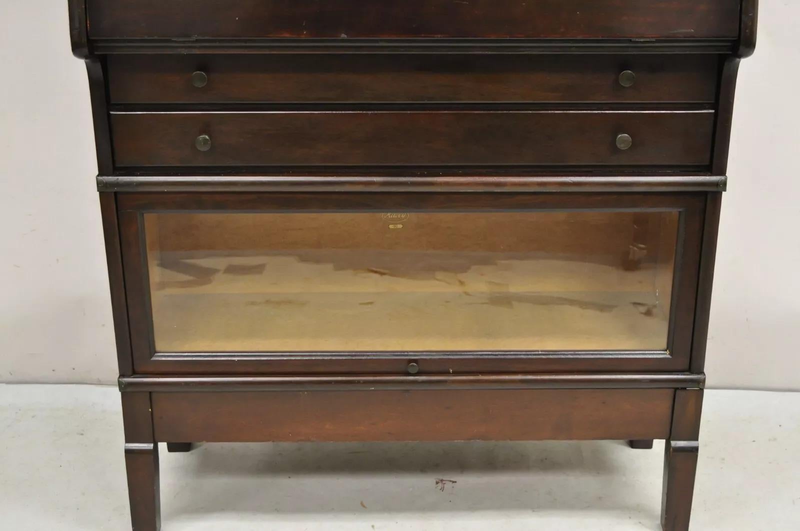 Antique Macey Arts & Crafts Mahogany Barrister Lawyers Secretary Desk Bookcase For Sale 4