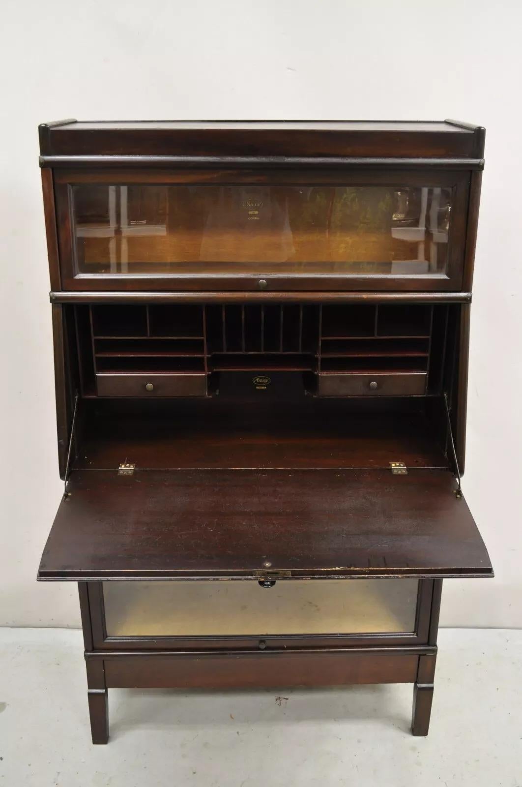 Antique Macey Arts & Crafts Mahogany Barrister Lawyers Secretary Desk Bookcase For Sale 5