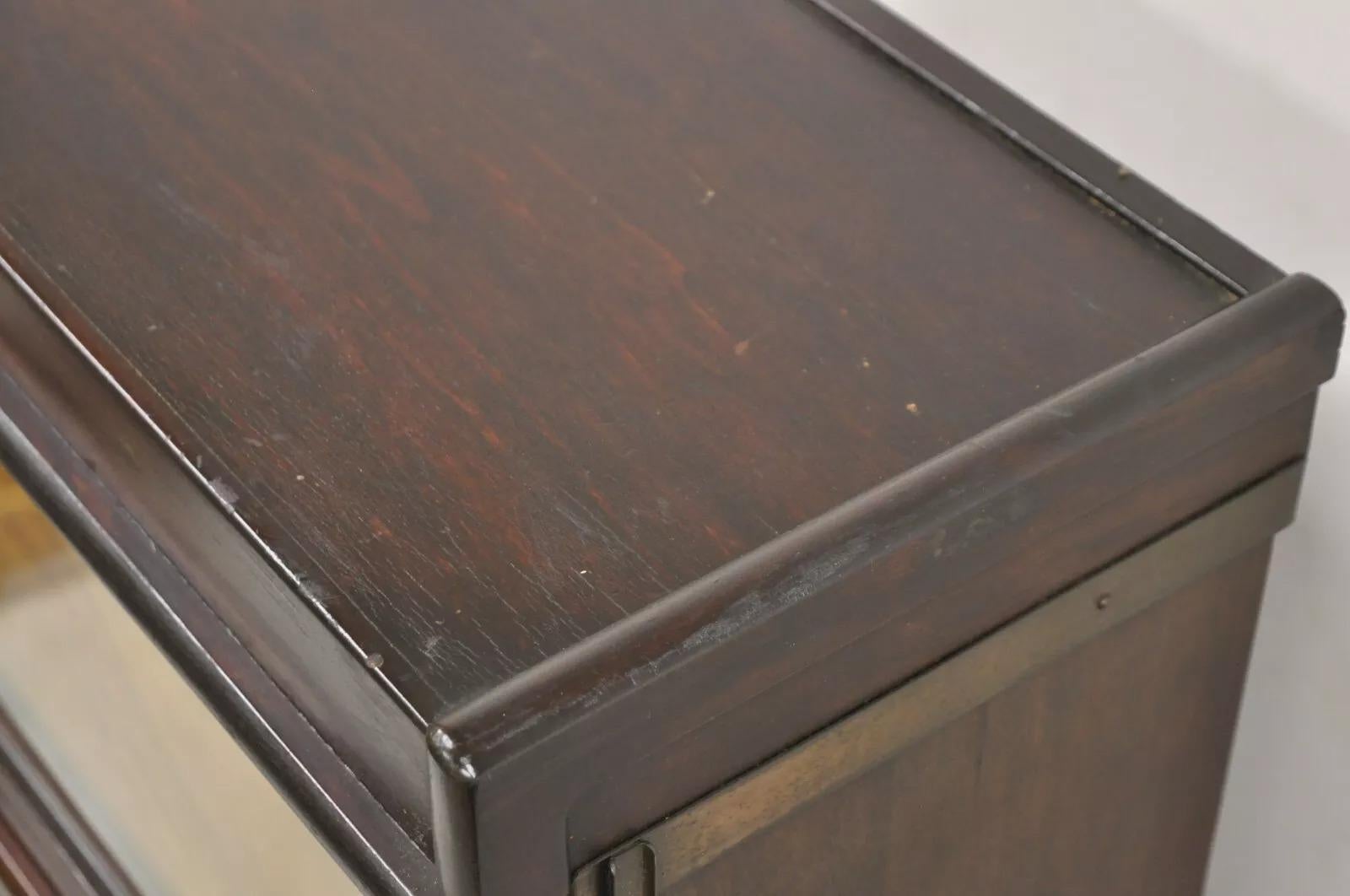 Glass Antique Macey Arts & Crafts Mahogany Barrister Lawyers Secretary Desk Bookcase For Sale