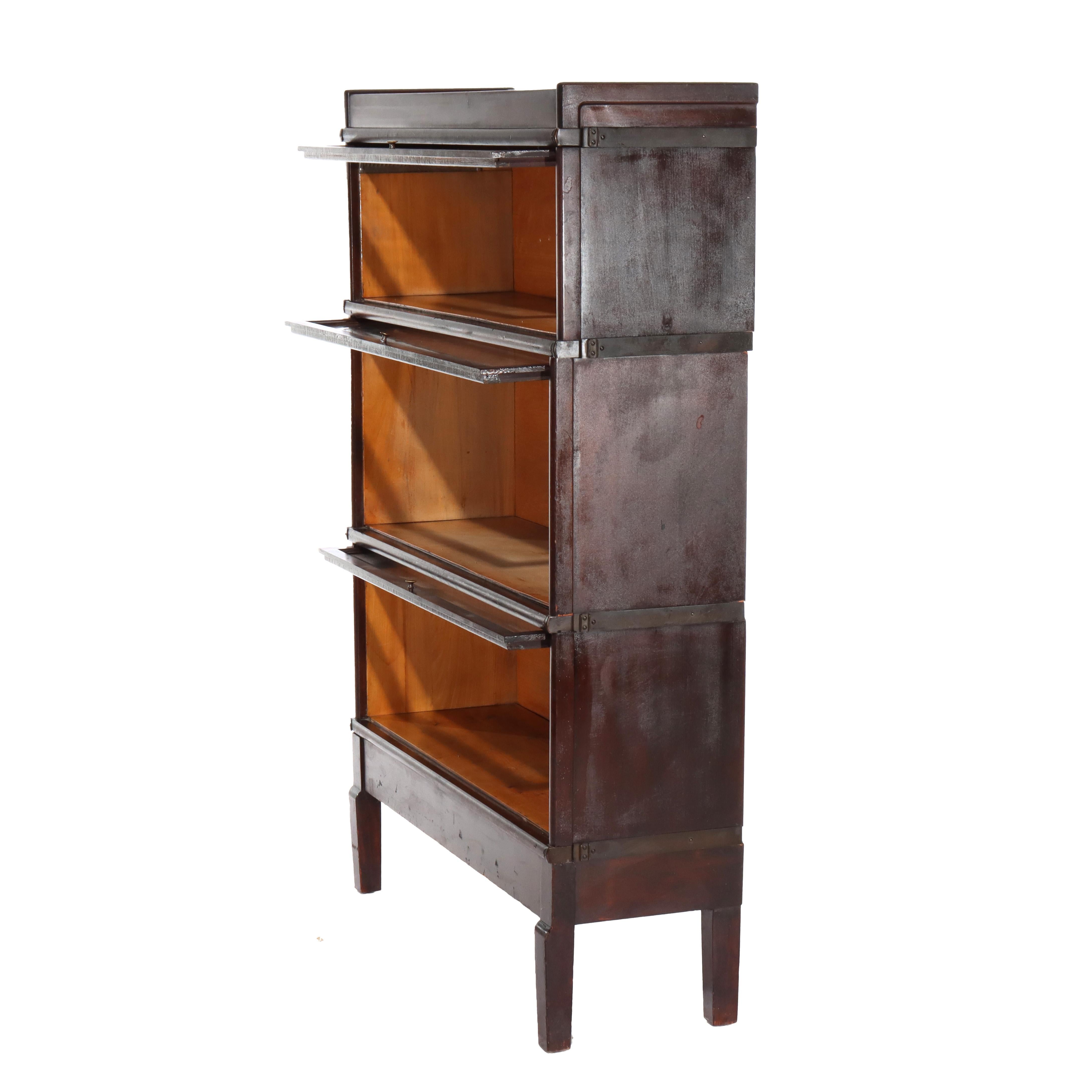 Antica libreria Macey Arts & Crafts Mission Mahogany Stack Barrister C1920 in vendita 2