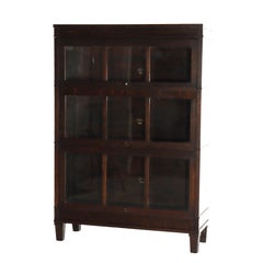 Antique Macey Arts & Crafts Mission Oak 3 Stack Barrister Bookcase c1910