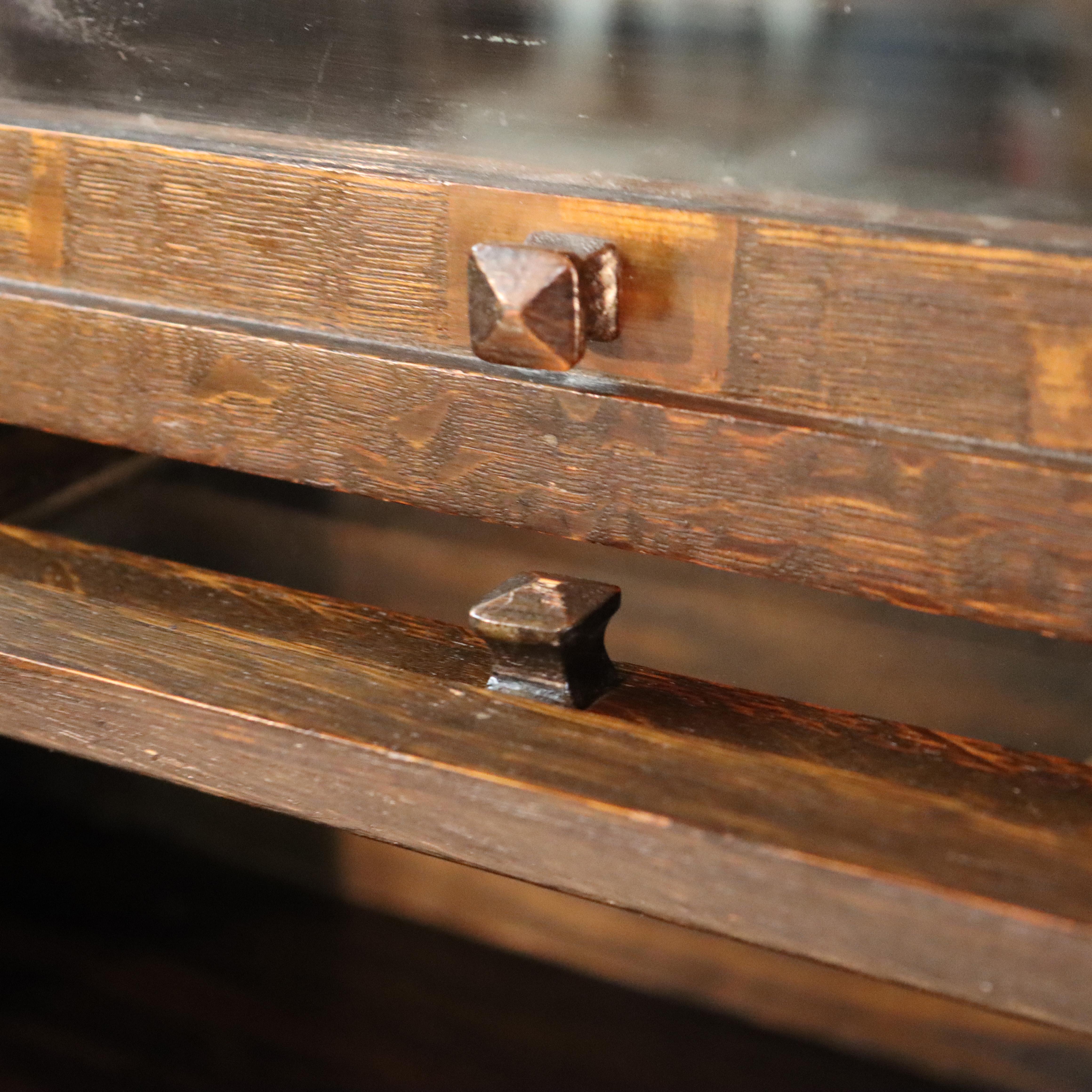 Ancienne bibliothèque à 4 colonnes en chêne de Mission Arts & Crafts c1920 en vente 6