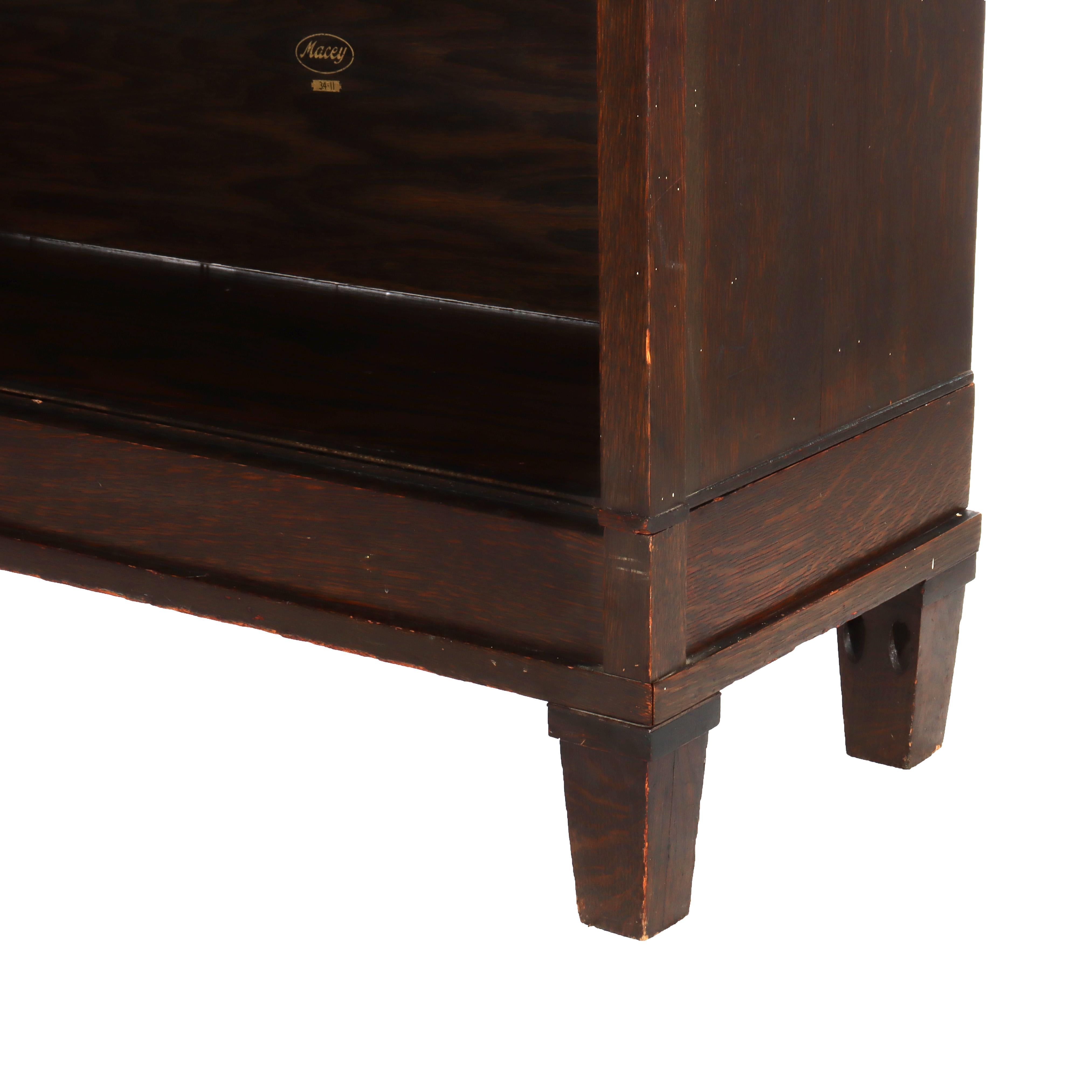 Arts and Crafts Ancienne bibliothèque à 4 colonnes en chêne de Mission Arts & Crafts c1920 en vente