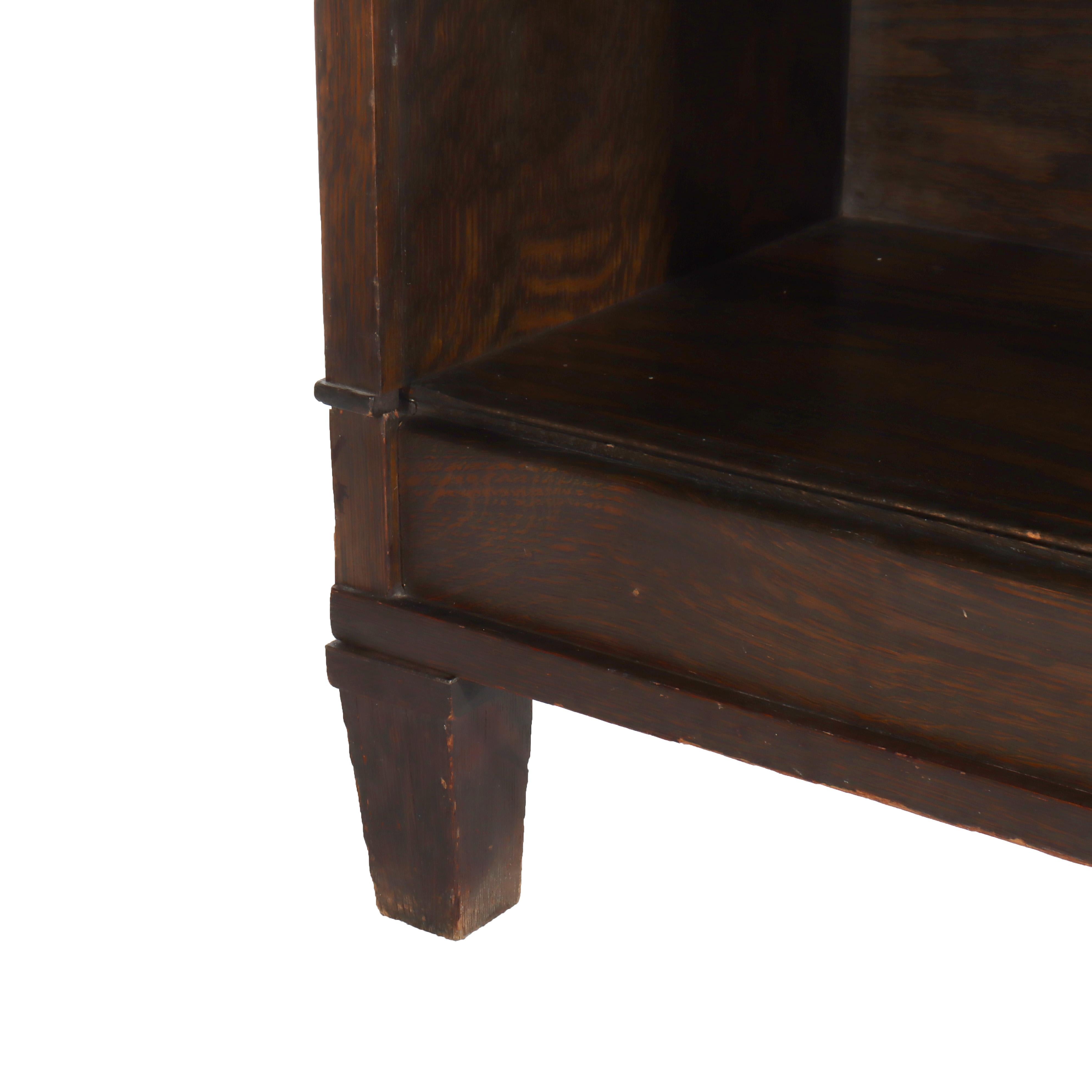 Chêne Ancienne bibliothèque à 4 colonnes en chêne de Mission Arts & Crafts c1920 en vente