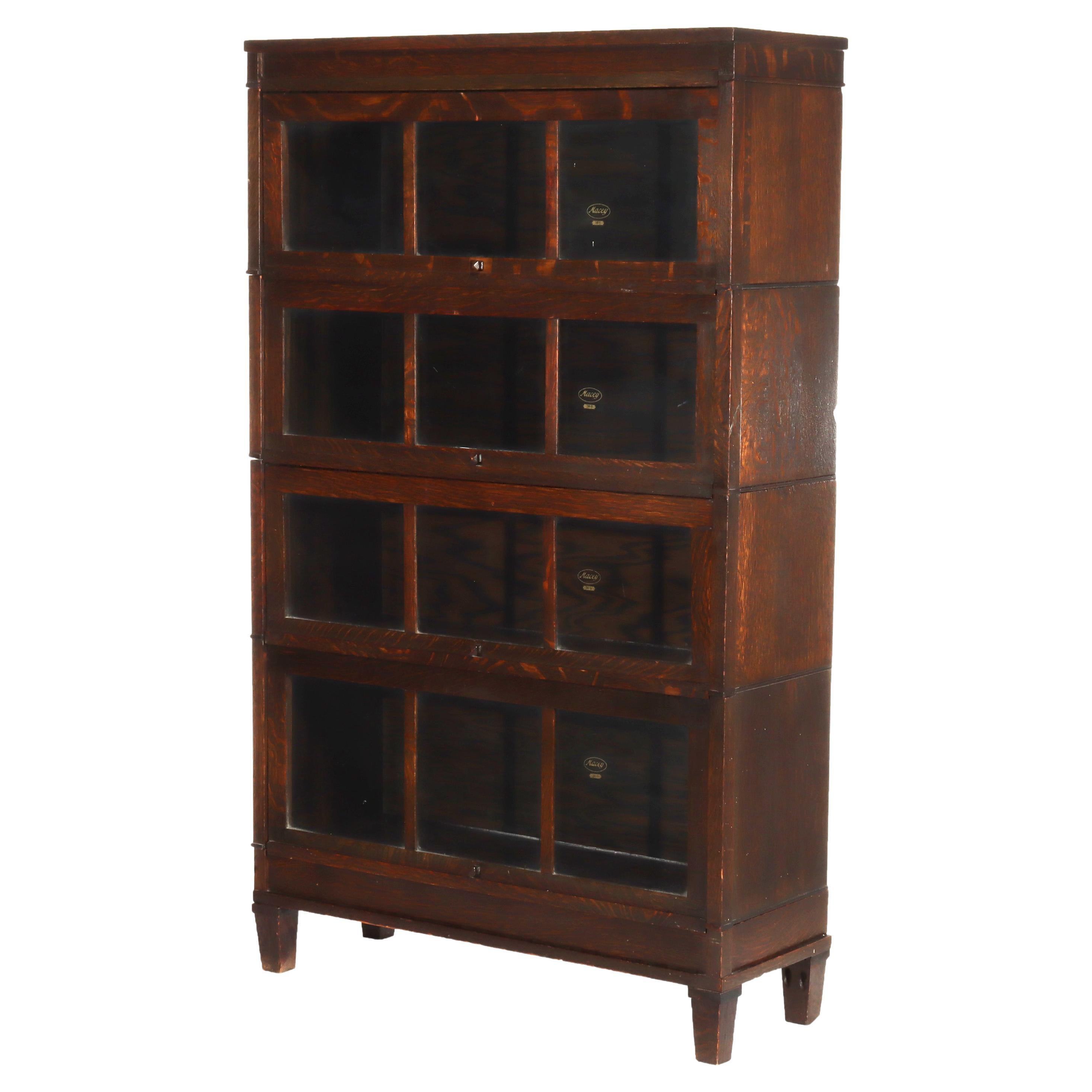 Ancienne bibliothèque à 4 colonnes en chêne de Mission Arts 
Crafts c1920