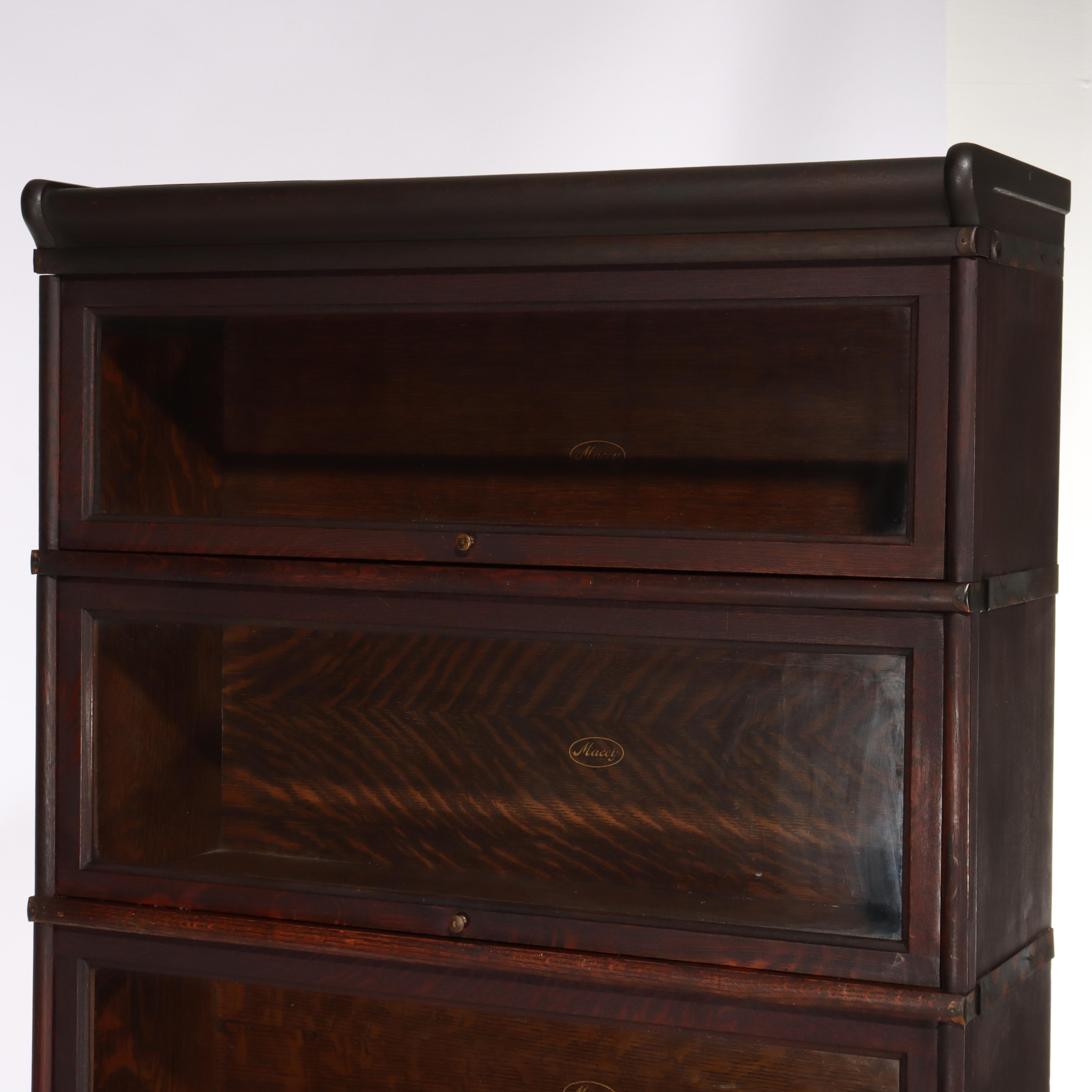 Antiguo Macey Arts & Crafts Librería de barrister de roble de cinco pilas C1920 en venta 1