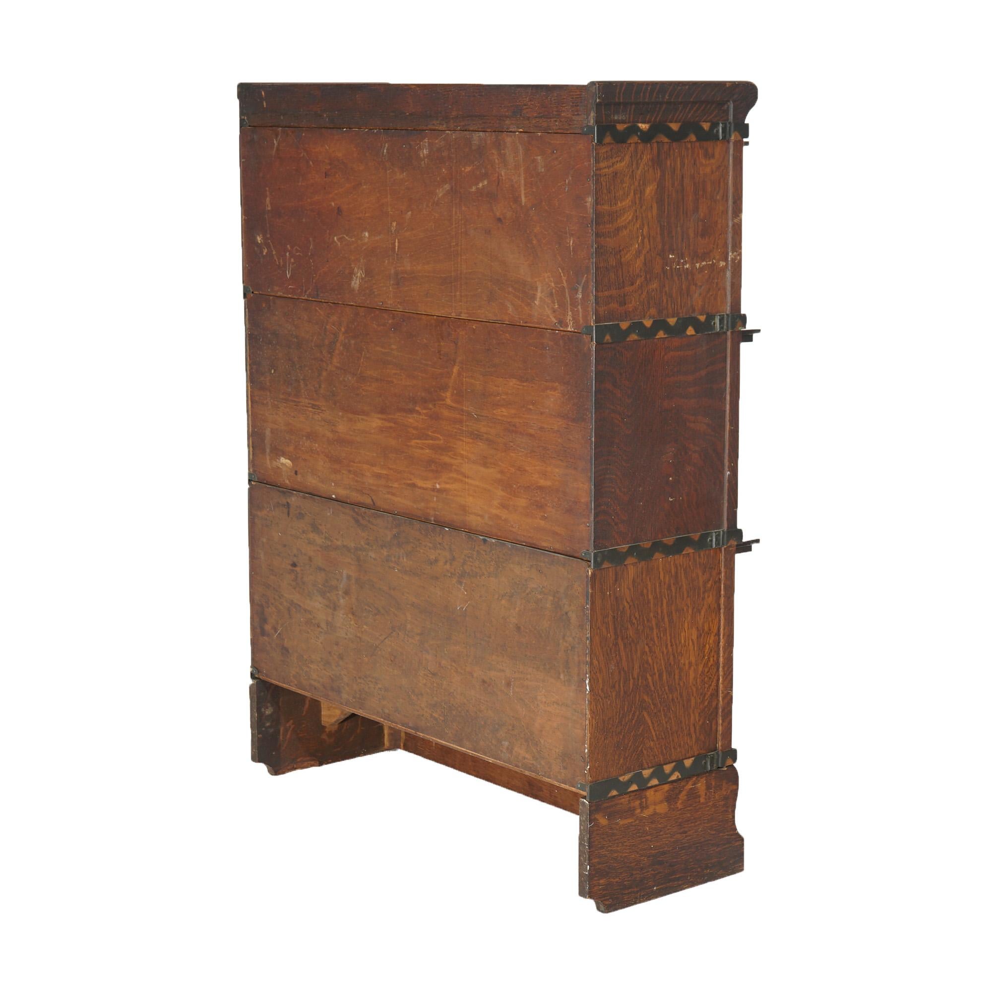 Glass Antique Macey Arts & Crafts Oak Stack Barrister Bookcase C1910