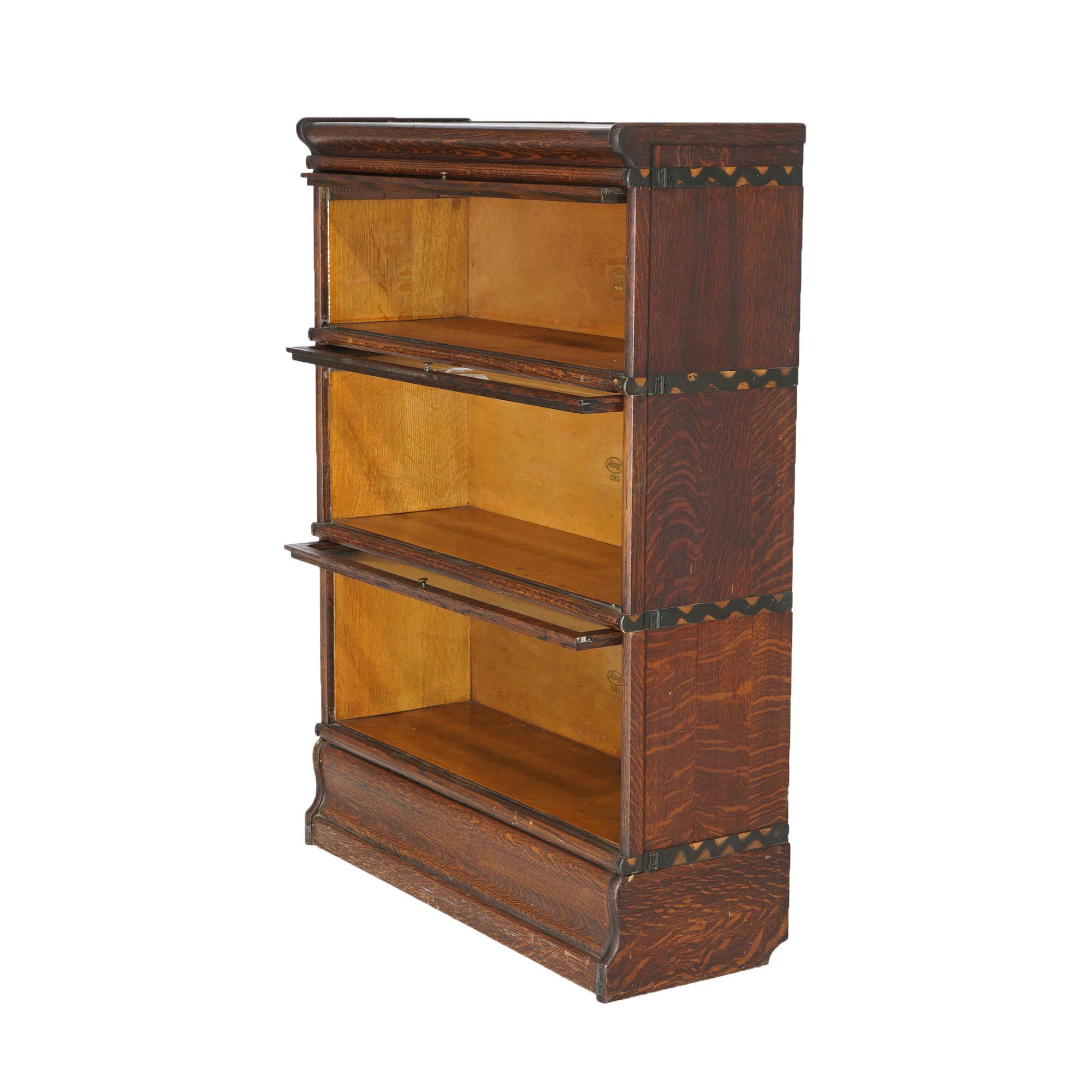 Antique Macey Arts & Crafts Oak Stack Barrister Bookcase C1910 In Good Condition In Big Flats, NY