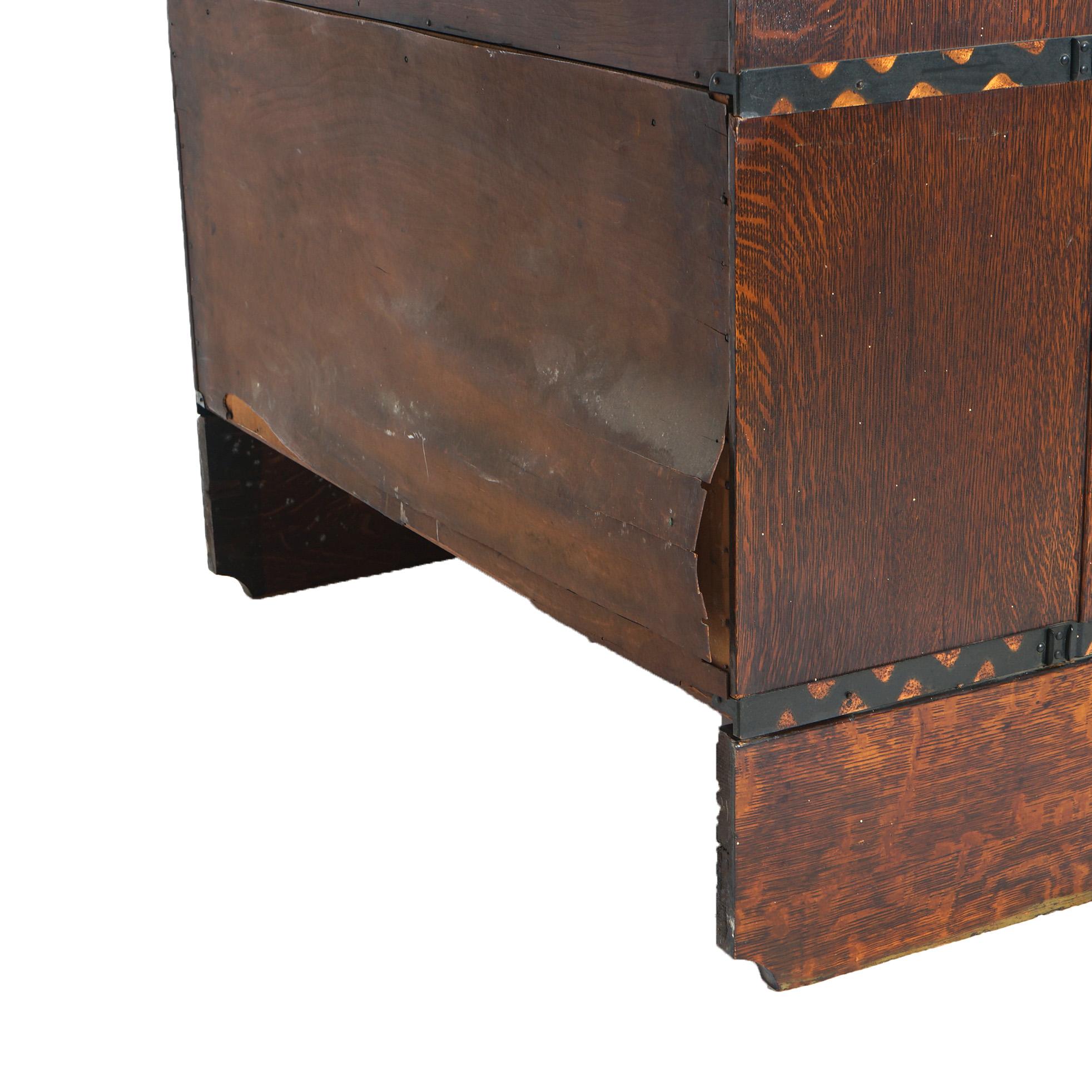 Antica libreria Macey Arts & Crafts a tre ripiani con base a Ogee in Oak C1920 in vendita 5