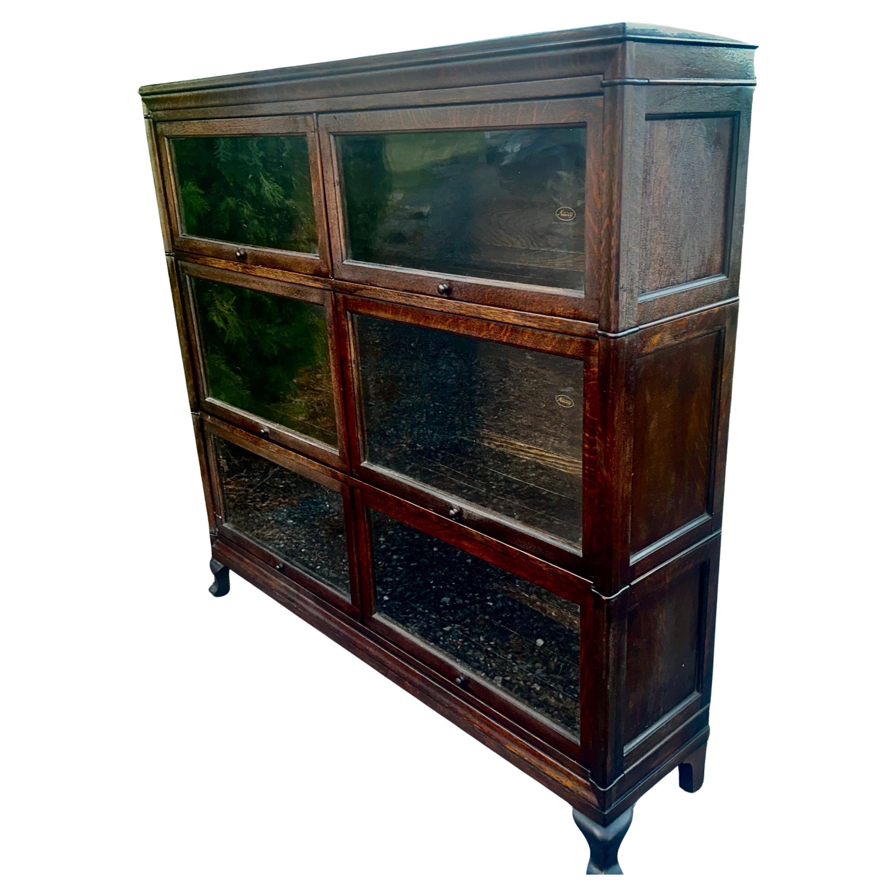 Antique Macey Double Row Barrister Bookcase, Signed For Sale