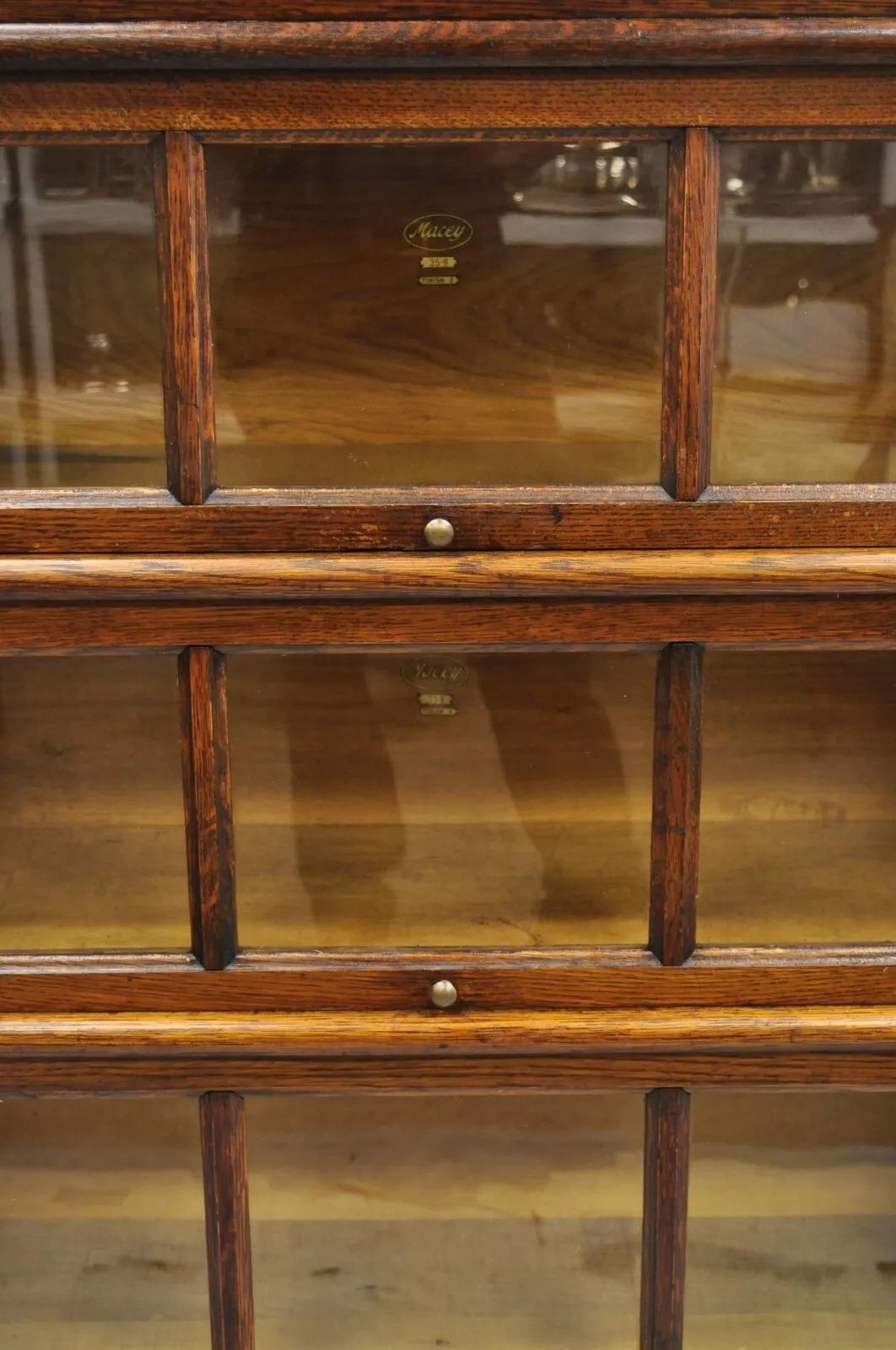 Unknown Antique Macey Mission Oak Arts & Crafts 4 Section Stacking Barrister Bookcase