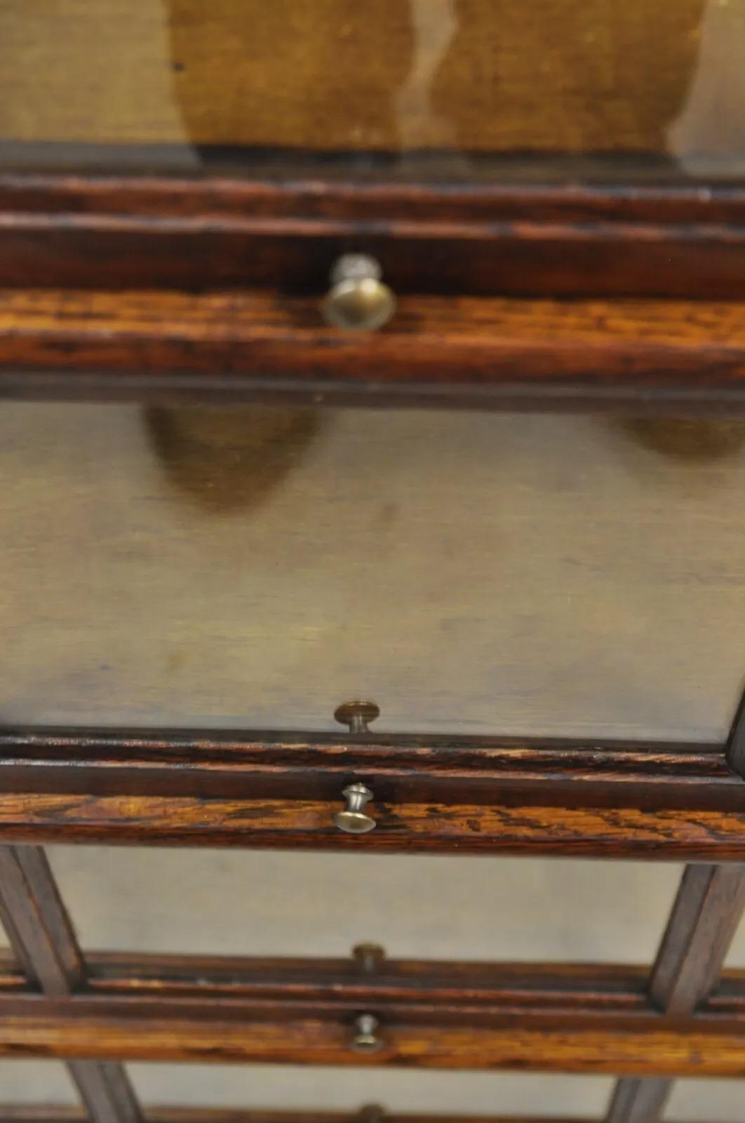 Antique Macey Mission Oak Arts & Crafts 4 Section Stacking Barrister Bookcase 1