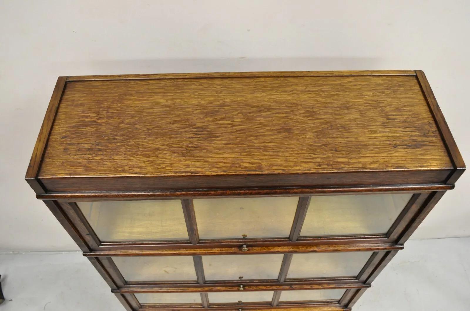 Antique Macey Mission Oak Arts & Crafts 4 Section Stacking Barrister Bookcase 2