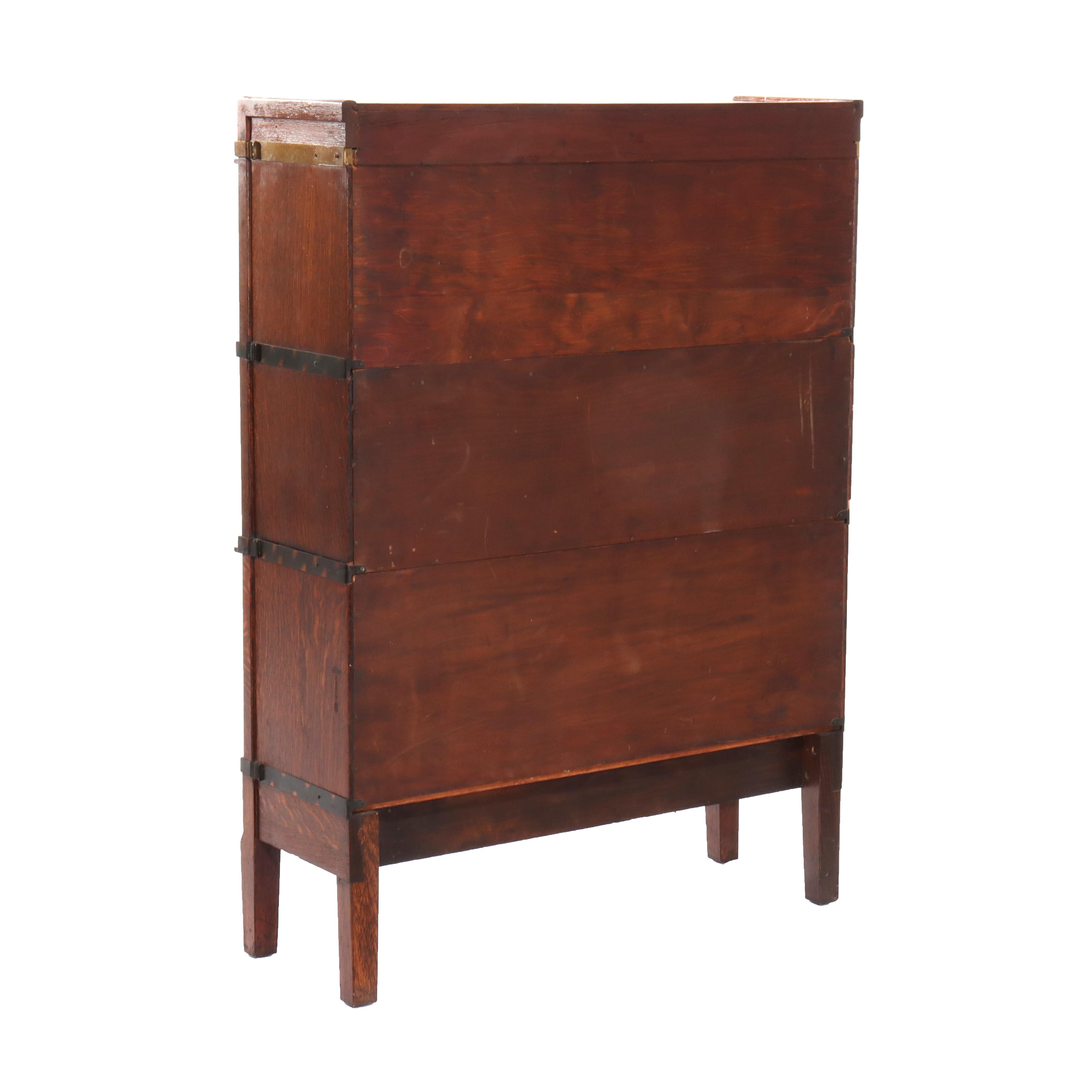 Antiguo Macey Roble Librería de tres pilas para barrister C1920 en venta 8
